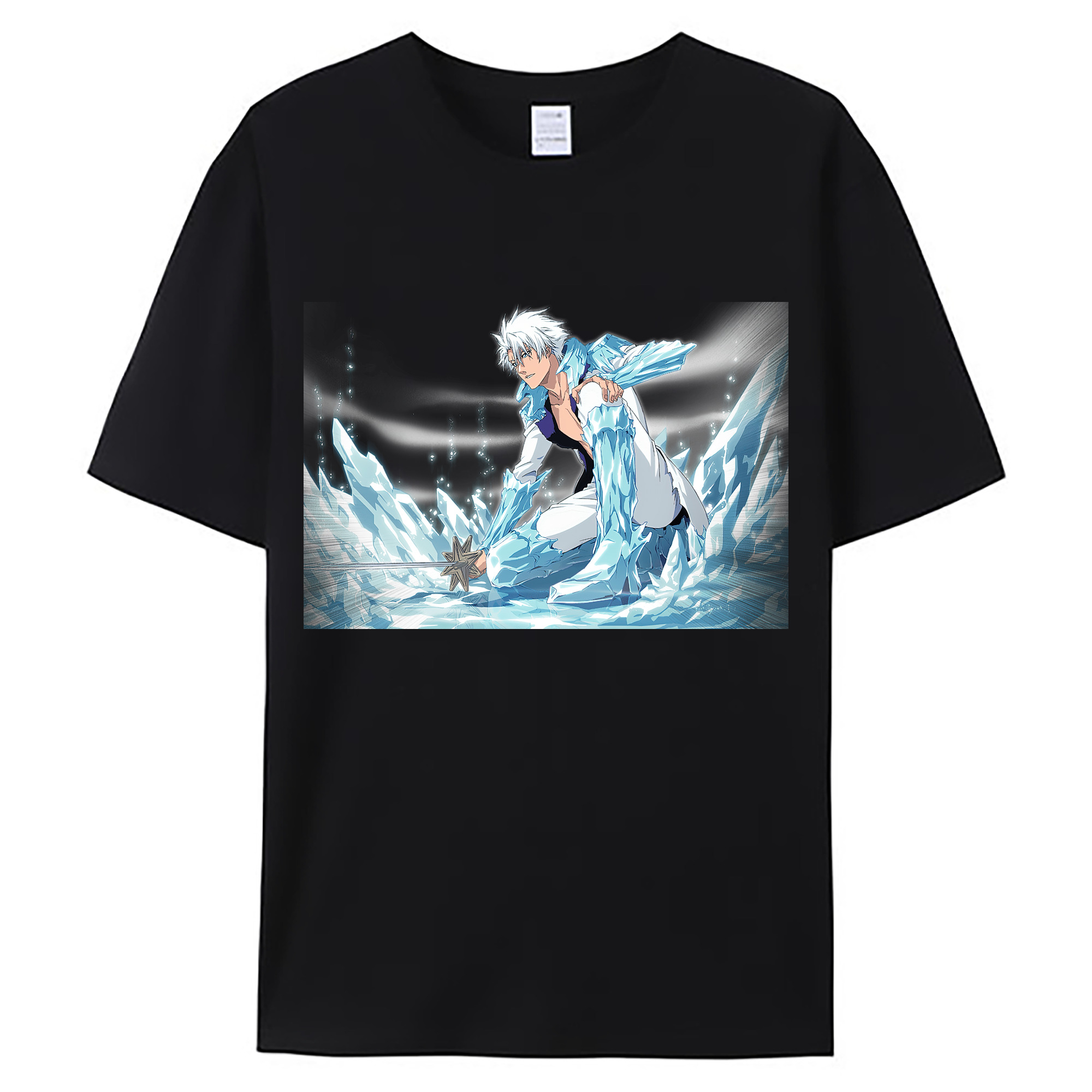 （画像用） ブリーチ 日番谷冬獅郎（ひつがや とうしろう） BLEACH Hitsugaya Toushirou 綿100％ メンズ半袖Tシャツ｜肌触りやわらか＆通気性