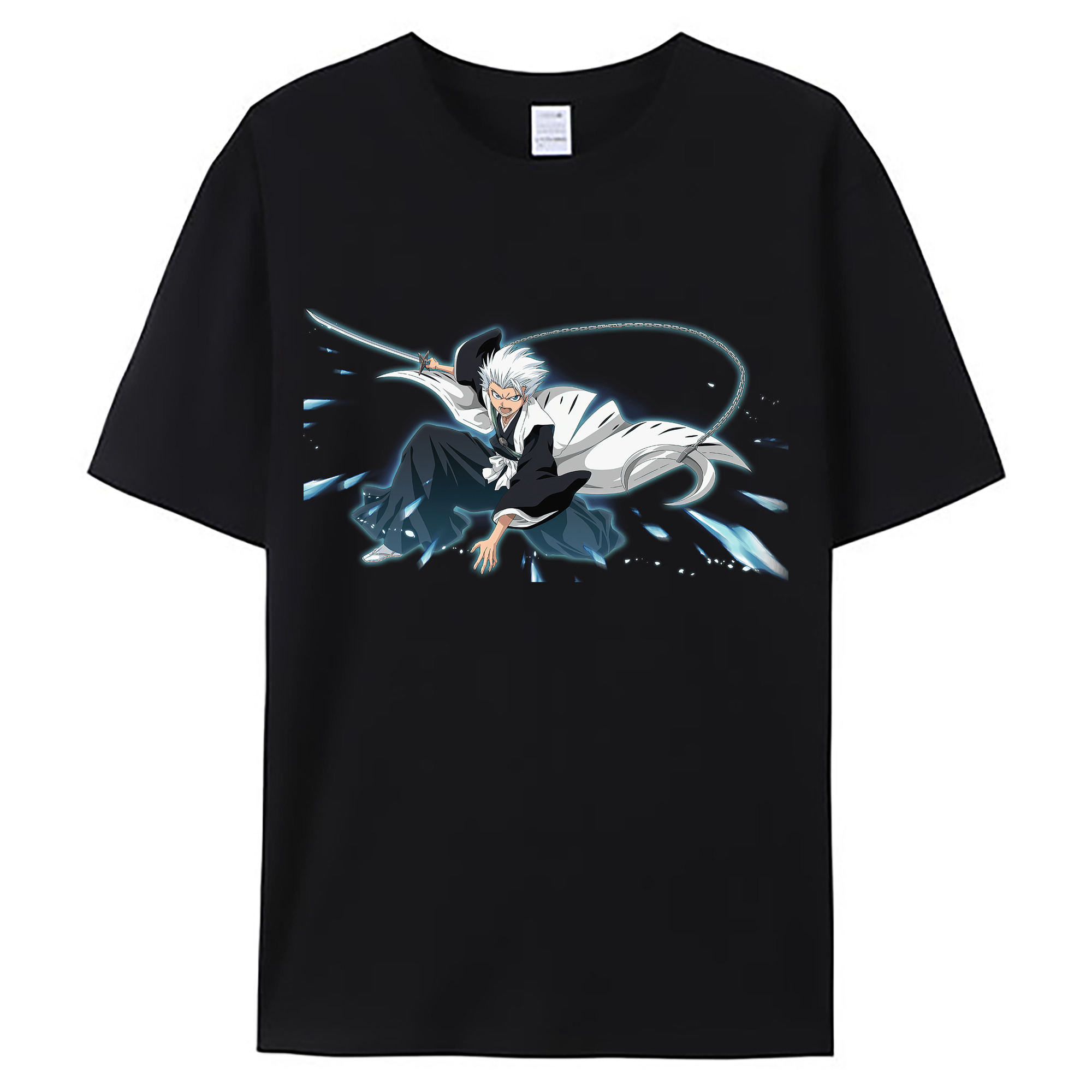 （画像用） ブリーチ 日番谷冬獅郎（ひつがや とうしろう） BLEACH Hitsugaya Toushirou 綿100％ メンズ半袖Tシャツ｜肌触りやわらか＆通気性