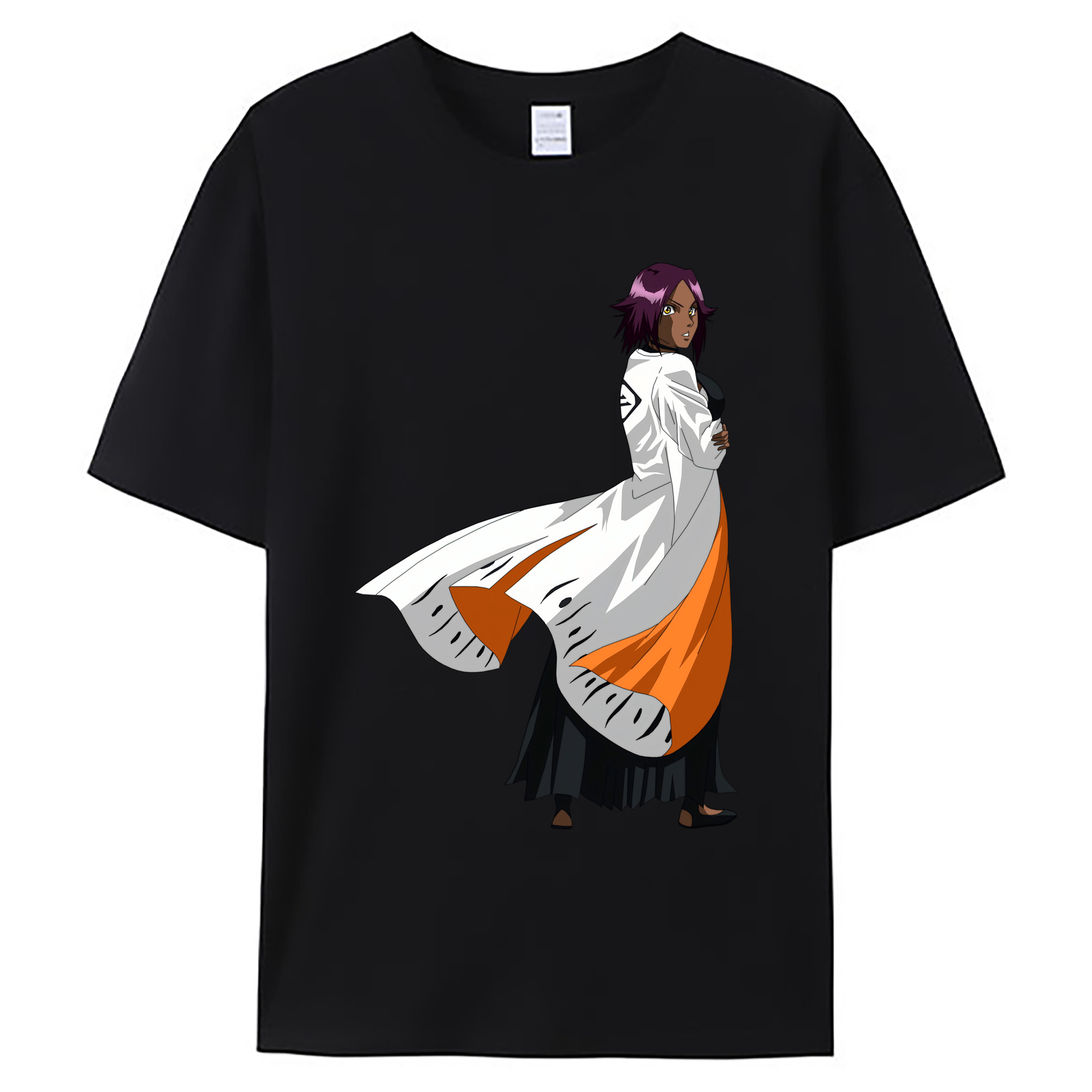 （画像用） ブリーチ 四楓院 夜一（しほういん よるいち） BLEACH Shihouin Yoruichi 綿100％ メンズ半袖Tシャツ｜肌触りやわらか＆通気性