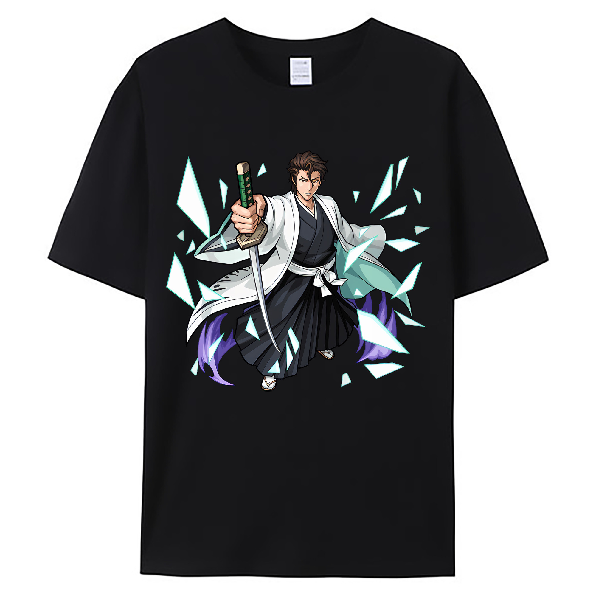 （画像用） ブリーチ 藍染 惣右介（あいぜん そうすけ） BLEACH Aizen Sousuke 綿100％ メンズ半袖Tシャツ｜肌触りやわらか＆通気性