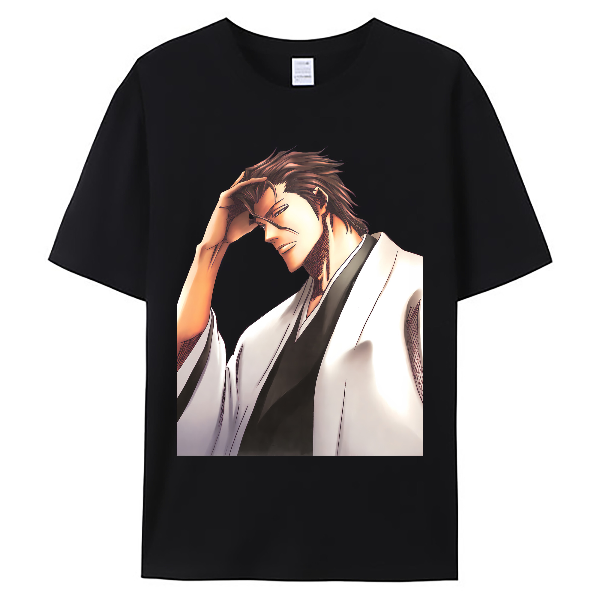 （画像用） ブリーチ 藍染 惣右介（あいぜん そうすけ） BLEACH Aizen Sousuke 綿100％ メンズ半袖Tシャツ｜肌触りやわらか＆通気性