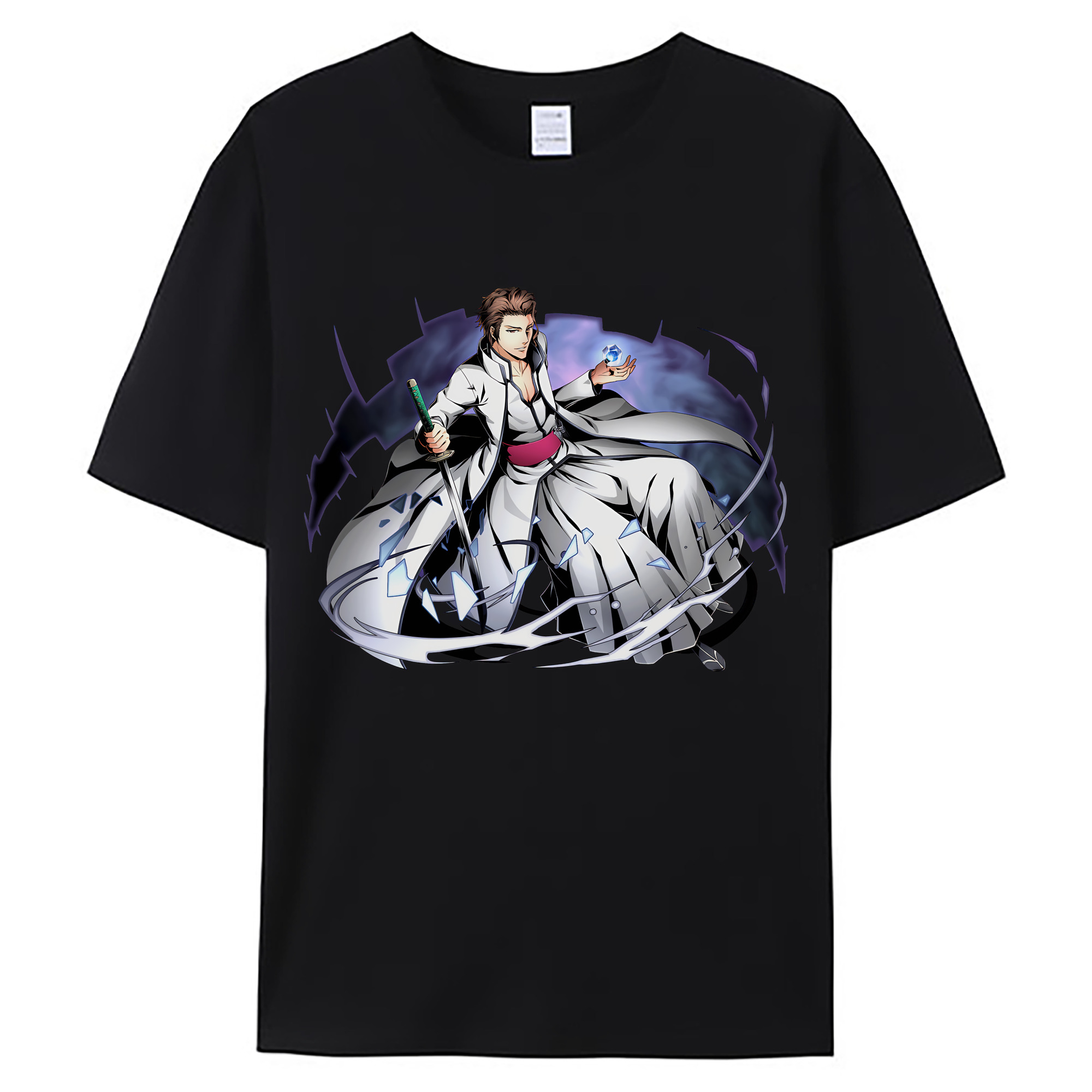 （画像用） ブリーチ 藍染 惣右介（あいぜん そうすけ） BLEACH Aizen Sousuke 綿100％ メンズ半袖Tシャツ｜肌触りやわらか＆通気性
