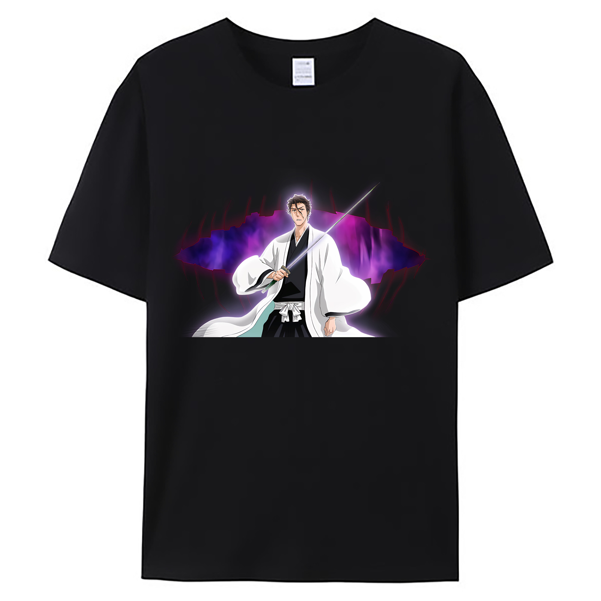 （画像用） ブリーチ 藍染 惣右介（あいぜん そうすけ） BLEACH Aizen Sousuke 綿100％ メンズ半袖Tシャツ｜肌触りやわらか＆通気性