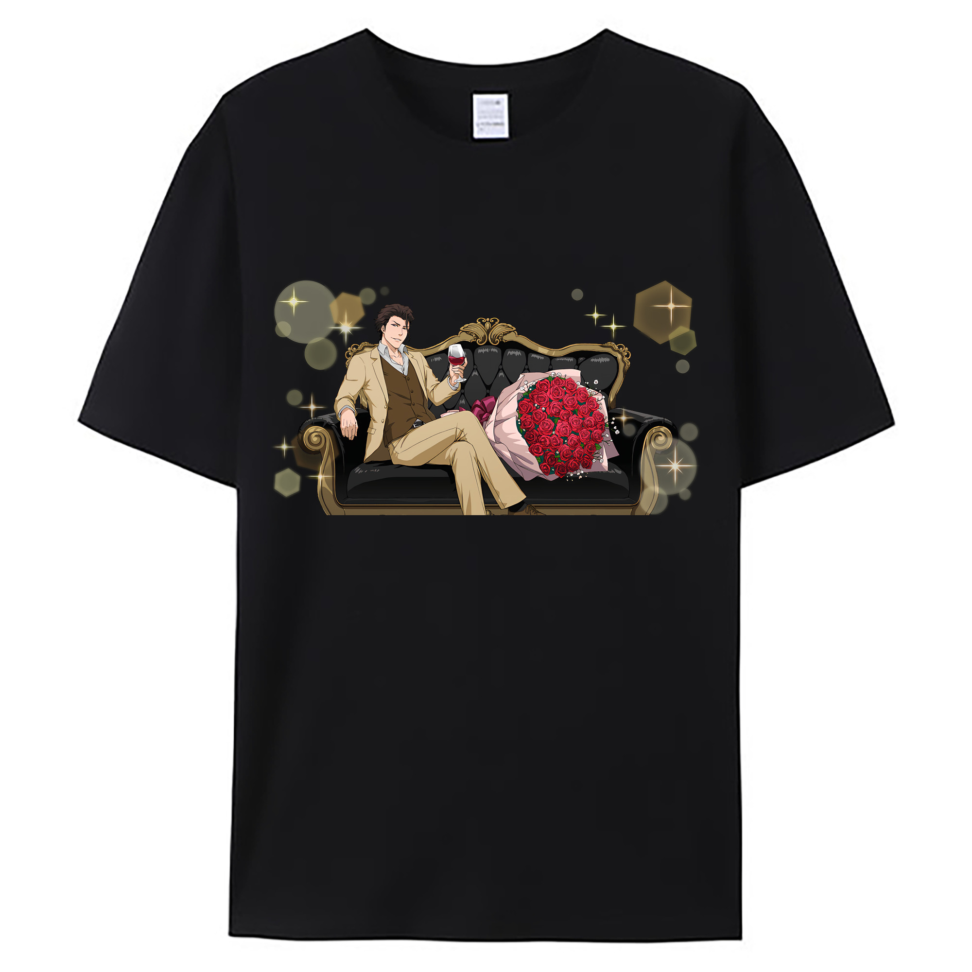 （画像用） ブリーチ 藍染 惣右介（あいぜん そうすけ） BLEACH Aizen Sousuke 綿100％ メンズ半袖Tシャツ｜肌触りやわらか＆通気性