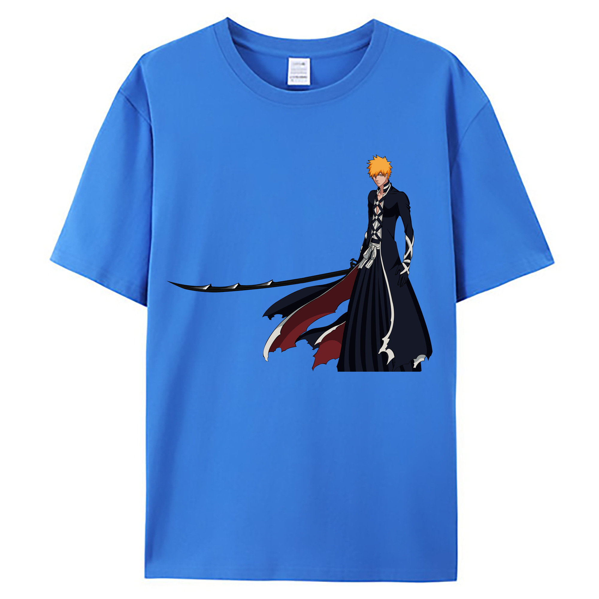 （画像用） ブリーチ 黒崎一護（くろさき いちご）BLEACH Kurosaki Ichigo 綿100％ メンズ半袖Tシャツ｜肌触りやわらか＆通気性