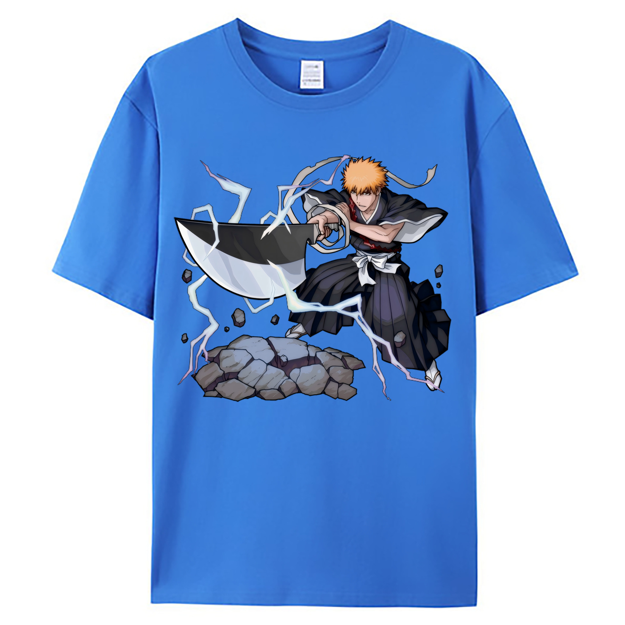 （画像用） ブリーチ 黒崎一護（くろさき いちご）BLEACH Kurosaki Ichigo 綿100％ メンズ半袖Tシャツ｜肌触りやわらか＆通気性