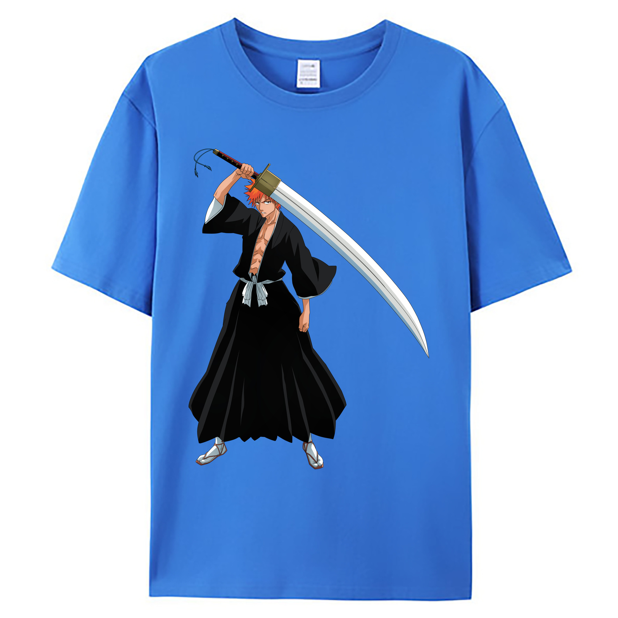 （画像用） ブリーチ 黒崎一護（くろさき いちご）BLEACH Kurosaki Ichigo 綿100％ メンズ半袖Tシャツ｜肌触りやわらか＆通気性