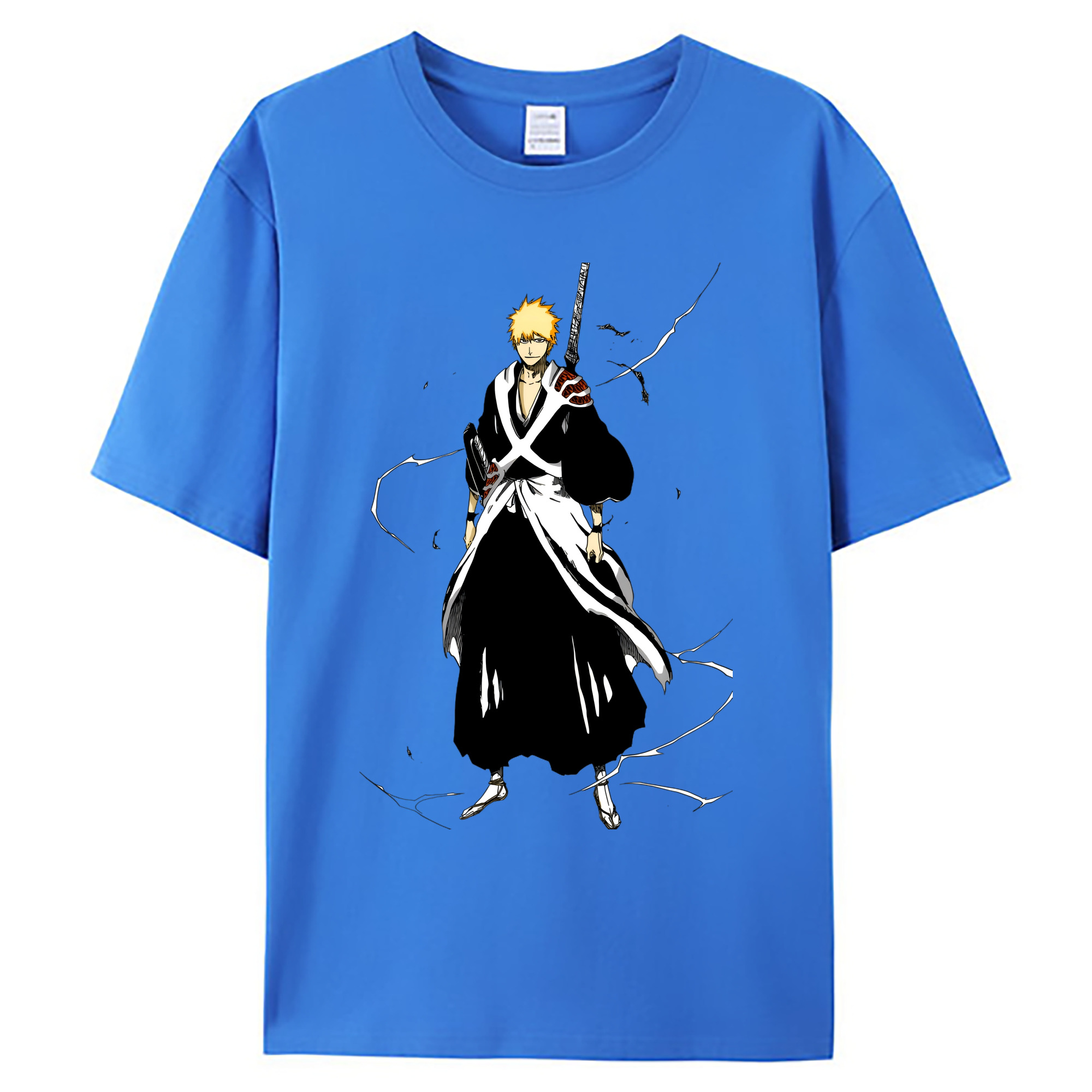 （画像用） ブリーチ 黒崎一護（くろさき いちご）BLEACH Kurosaki Ichigo 綿100％ メンズ半袖Tシャツ｜肌触りやわらか＆通気性