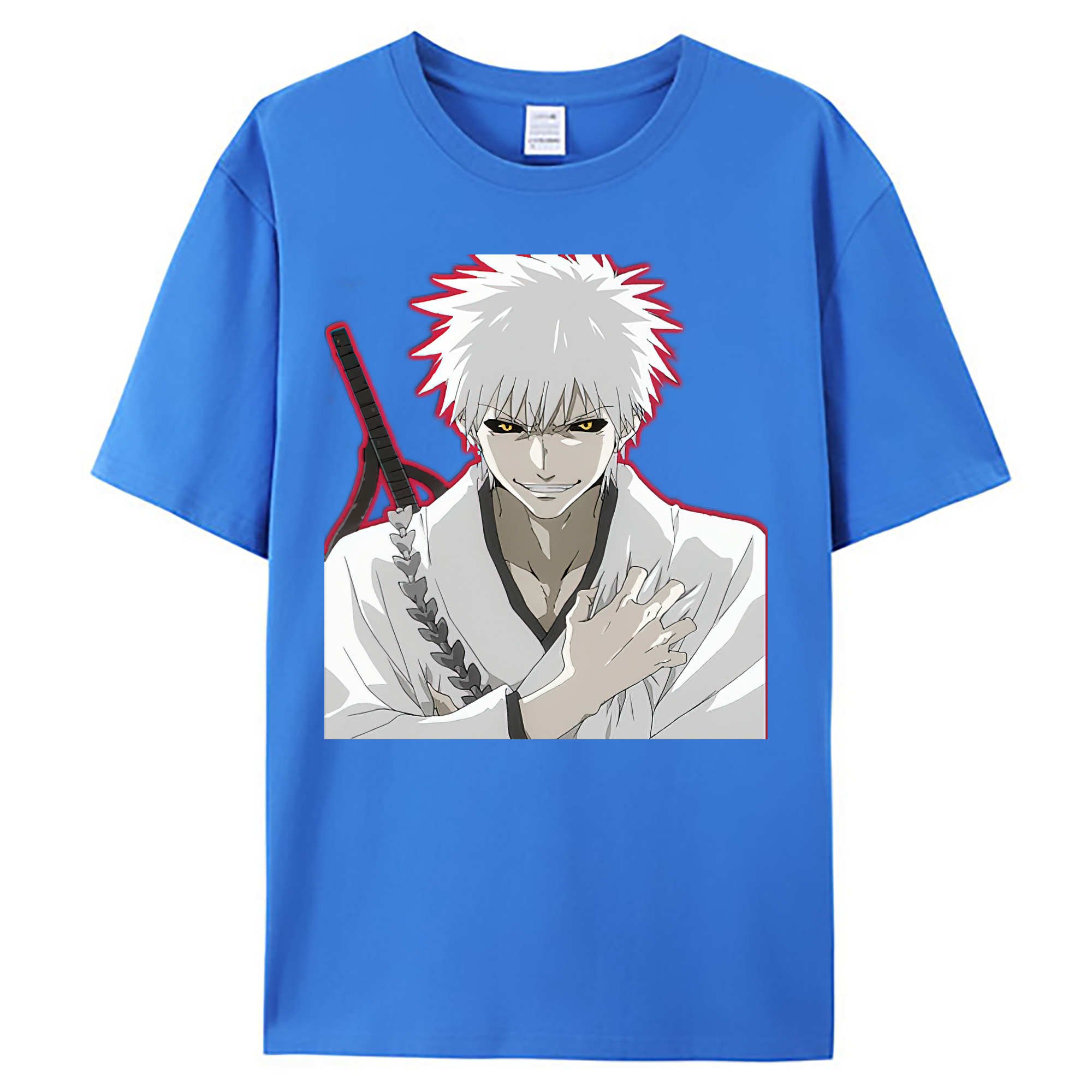 （画像用） ブリーチ 黒崎一護（くろさき いちご）BLEACH Kurosaki Ichigo 綿100％ メンズ半袖Tシャツ｜肌触りやわらか＆通気性