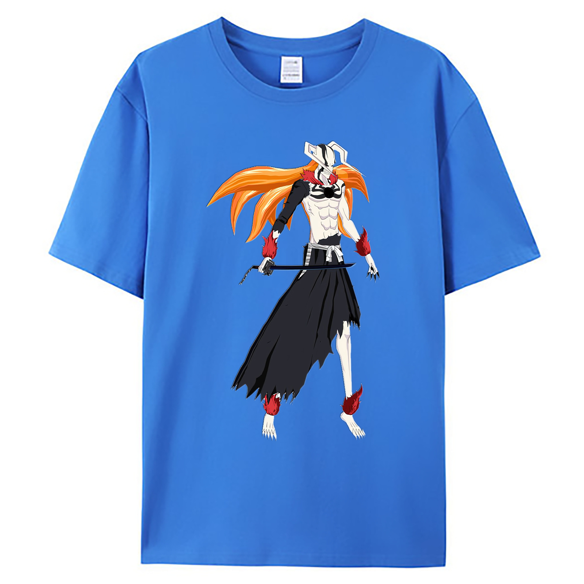 （画像用） ブリーチ 黒崎一護（くろさき いちご）BLEACH Kurosaki Ichigo 綿100％ メンズ半袖Tシャツ｜肌触りやわらか＆通気性