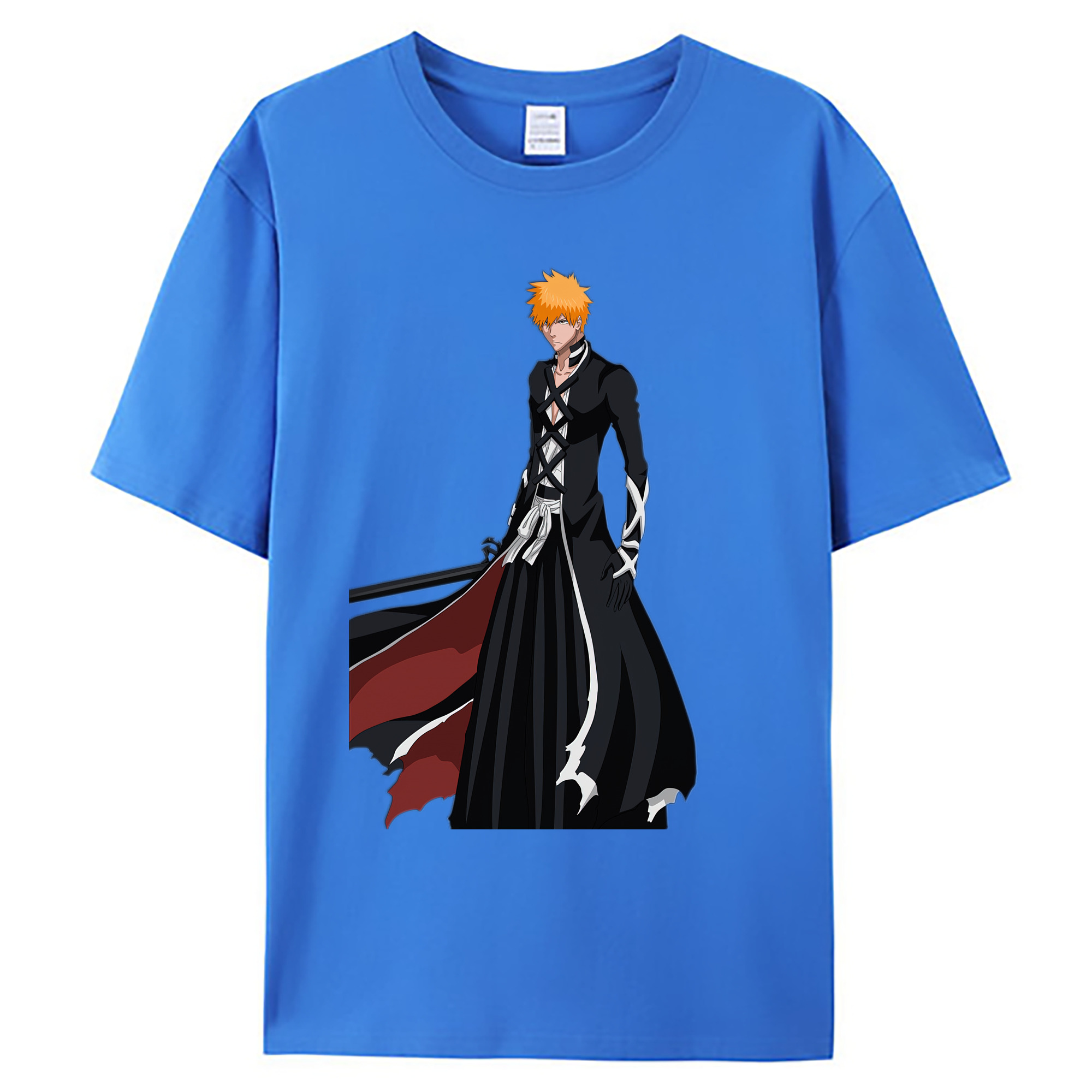 （画像用） ブリーチ 黒崎一護（くろさき いちご）BLEACH Kurosaki Ichigo 綿100％ メンズ半袖Tシャツ｜肌触りやわらか＆通気性