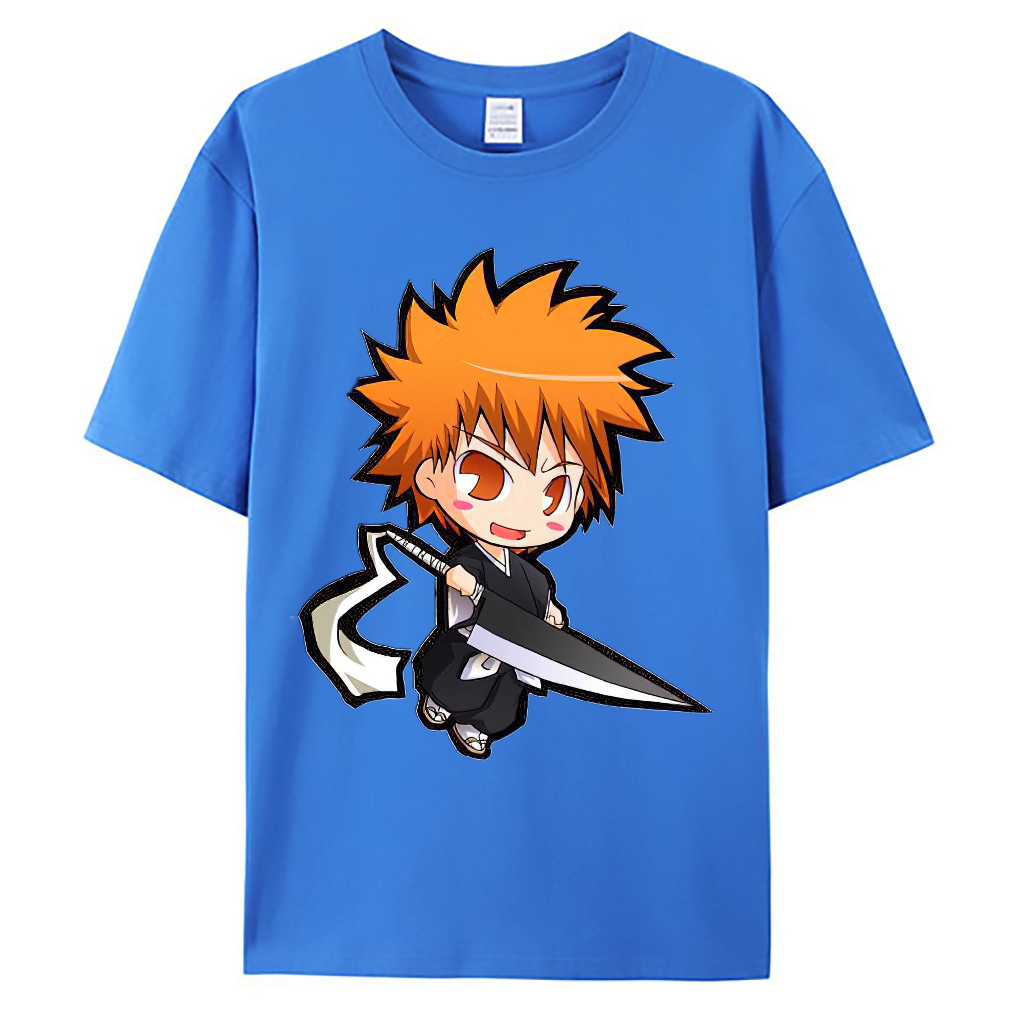 （画像用） ブリーチ 黒崎一護（くろさき いちご）BLEACH Kurosaki Ichigo 綿100％ メンズ半袖Tシャツ｜肌触りやわらか＆通気性