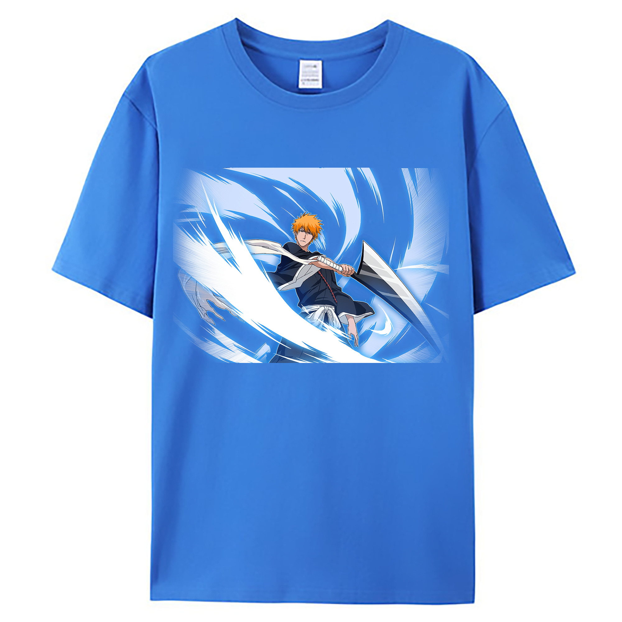 （画像用） ブリーチ 黒崎一護（くろさき いちご）BLEACH Kurosaki Ichigo 綿100％ メンズ半袖Tシャツ｜肌触りやわらか＆通気性