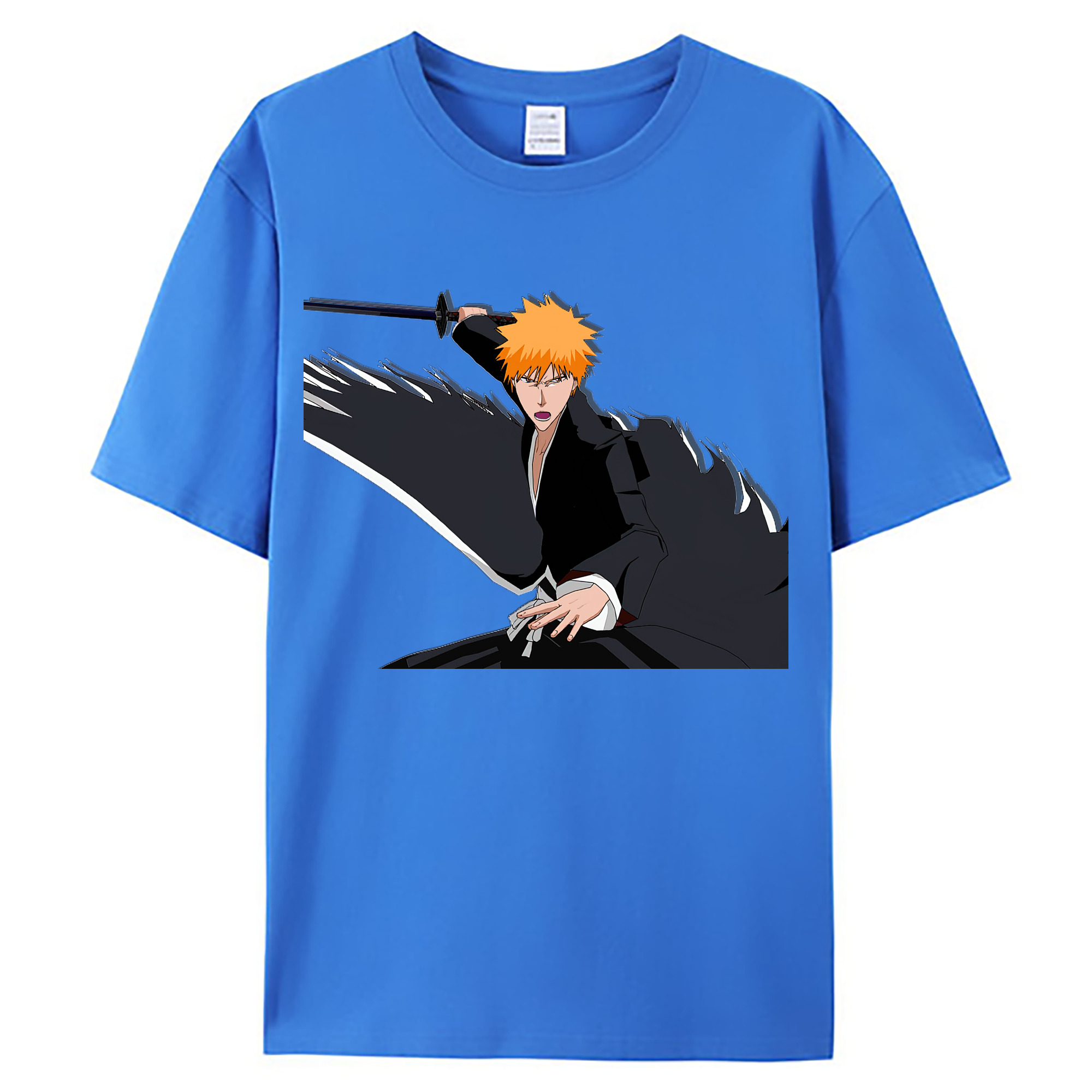 （画像用） ブリーチ 黒崎一護（くろさき いちご）BLEACH Kurosaki Ichigo 綿100％ メンズ半袖Tシャツ｜肌触りやわらか＆通気性