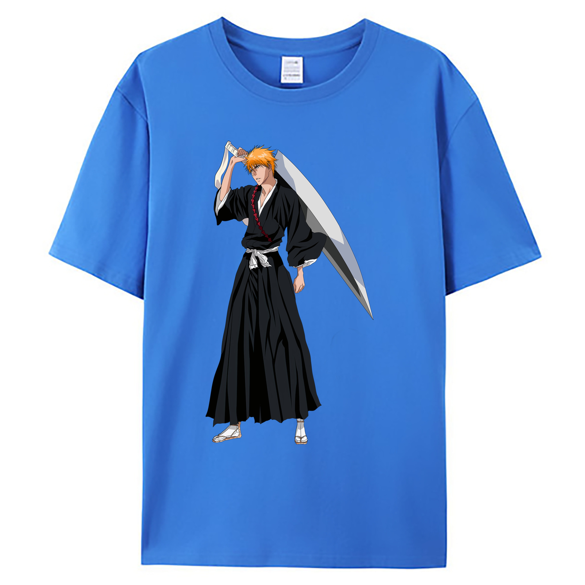 （画像用） ブリーチ 黒崎一護（くろさき いちご）BLEACH Kurosaki Ichigo 綿100％ メンズ半袖Tシャツ｜肌触りやわらか＆通気性