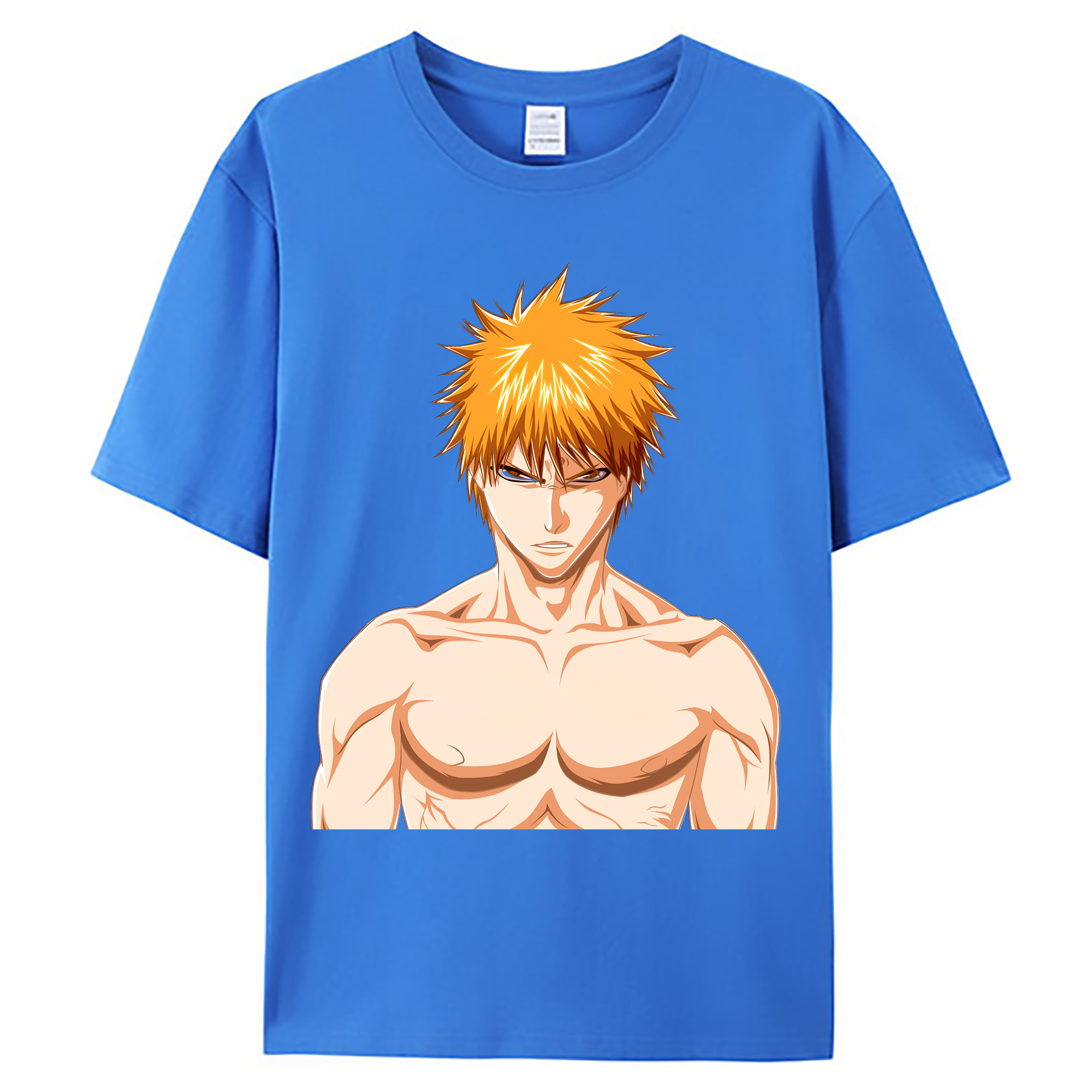 （画像用） ブリーチ 黒崎一護（くろさき いちご）BLEACH Kurosaki Ichigo 綿100％ メンズ半袖Tシャツ｜肌触りやわらか＆通気性