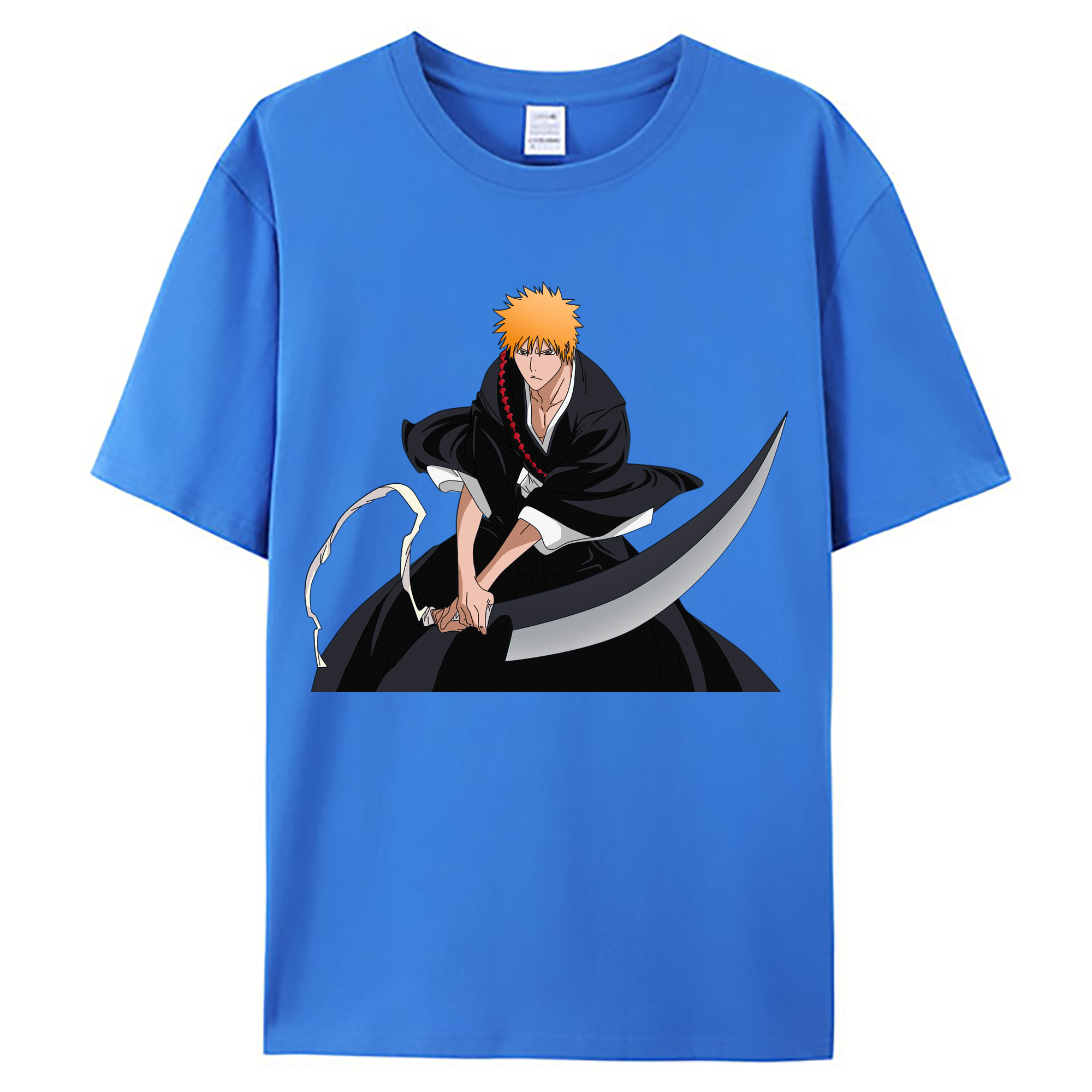 （画像用） ブリーチ 黒崎一護（くろさき いちご）BLEACH Kurosaki Ichigo 綿100％ メンズ半袖Tシャツ｜肌触りやわらか＆通気性