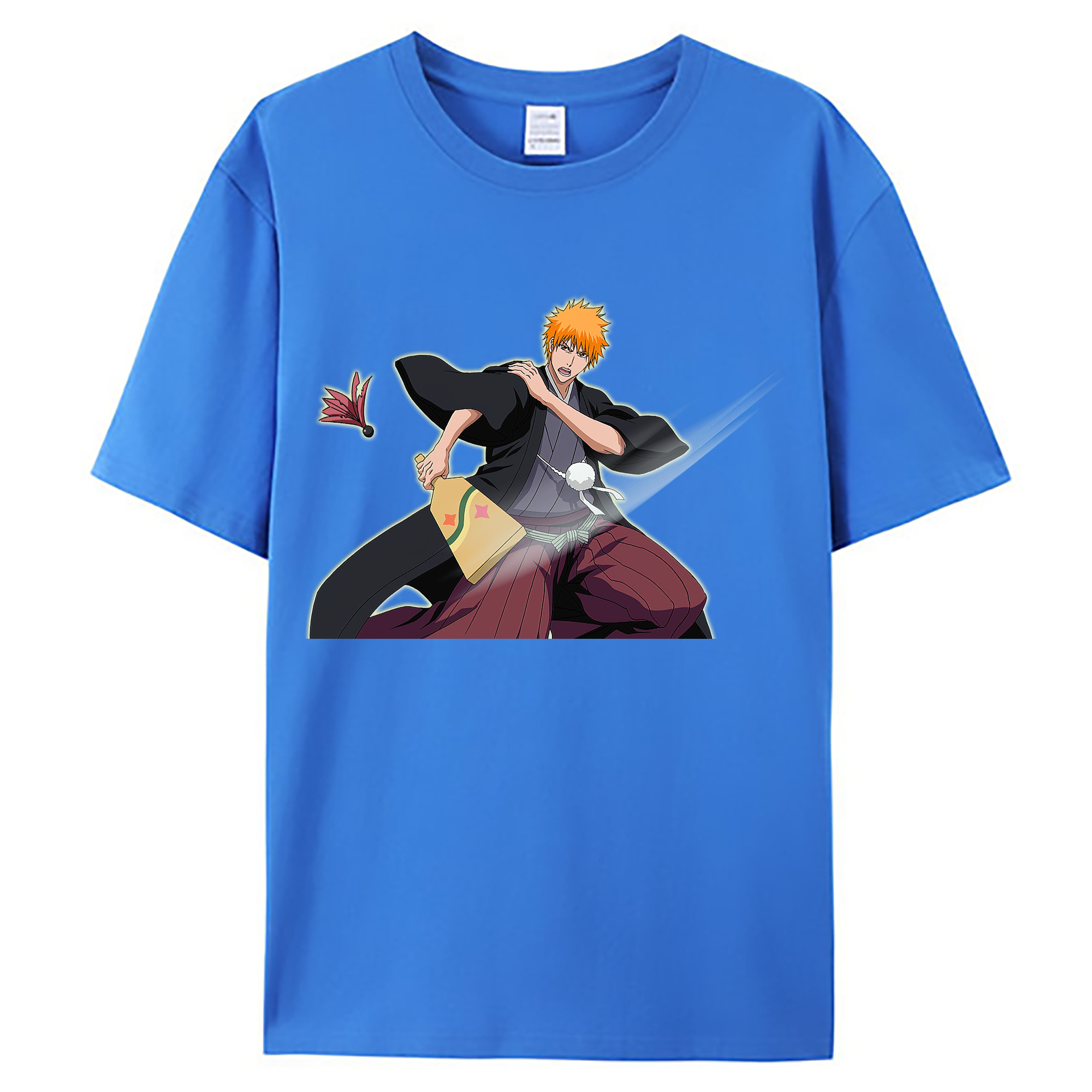 （画像用） ブリーチ 黒崎一護（くろさき いちご）BLEACH Kurosaki Ichigo 綿100％ メンズ半袖Tシャツ｜肌触りやわらか＆通気性