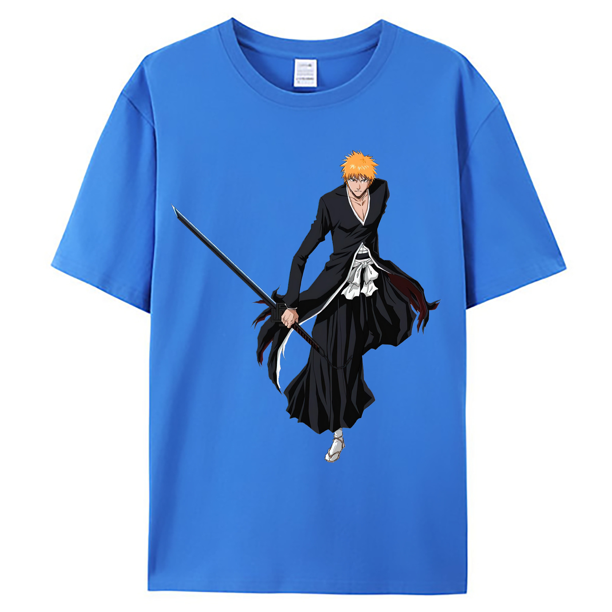 （画像用） ブリーチ 黒崎一護（くろさき いちご）BLEACH Kurosaki Ichigo 綿100％ メンズ半袖Tシャツ｜肌触りやわらか＆通気性