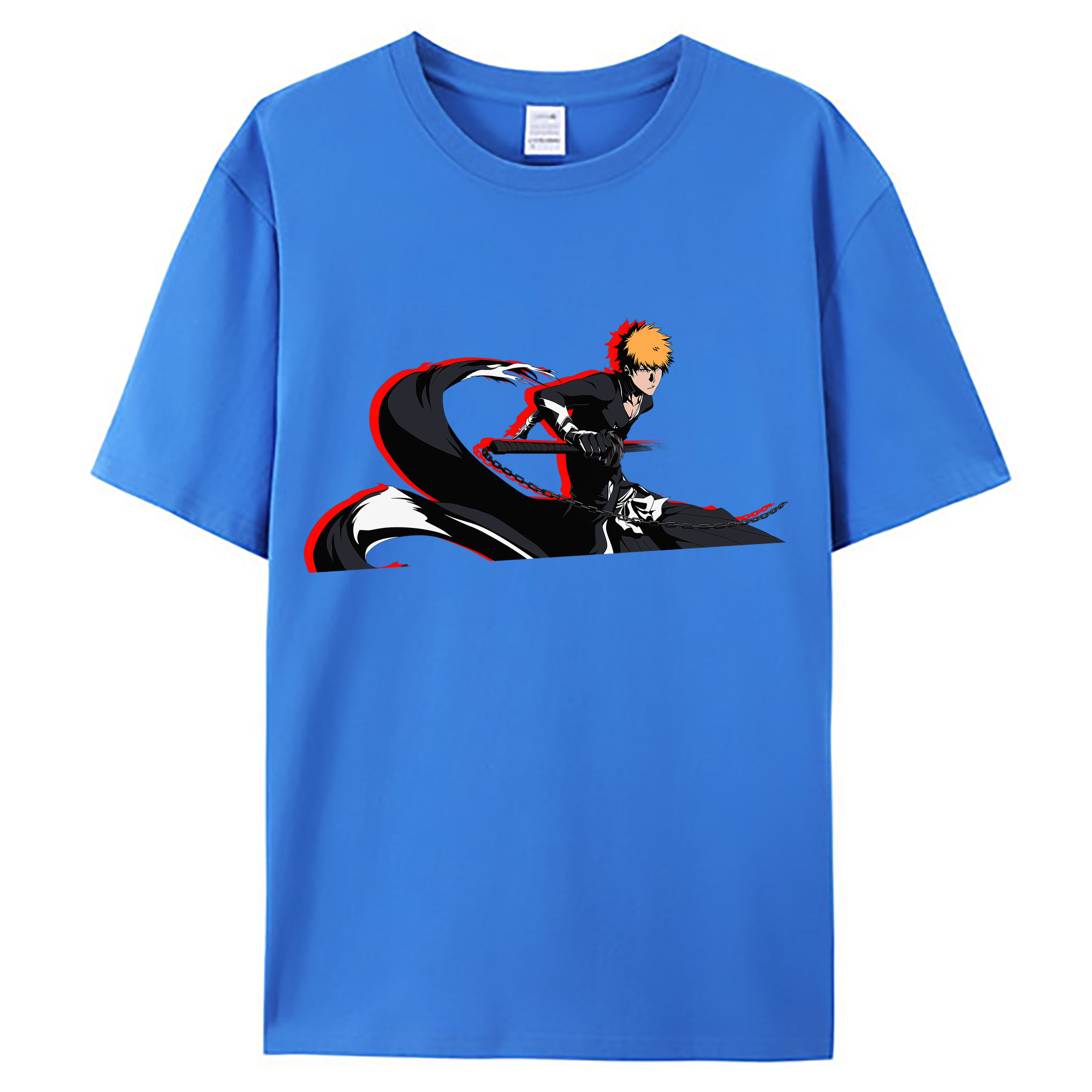 （画像用） ブリーチ 黒崎一護（くろさき いちご）BLEACH Kurosaki Ichigo 綿100％ メンズ半袖Tシャツ｜肌触りやわらか＆通気性