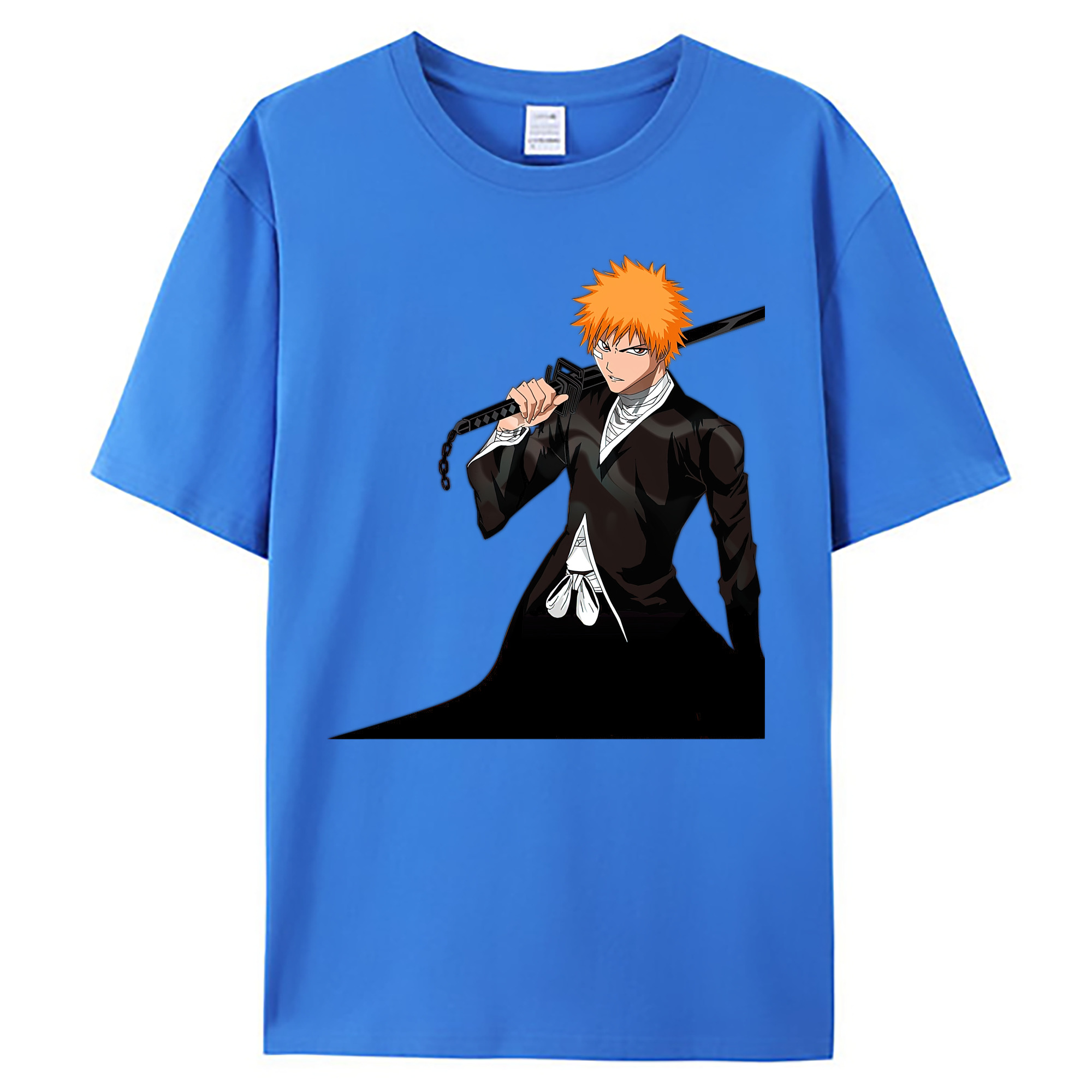 （画像用） ブリーチ 黒崎一護（くろさき いちご）BLEACH Kurosaki Ichigo 綿100％ メンズ半袖Tシャツ｜肌触りやわらか＆通気性