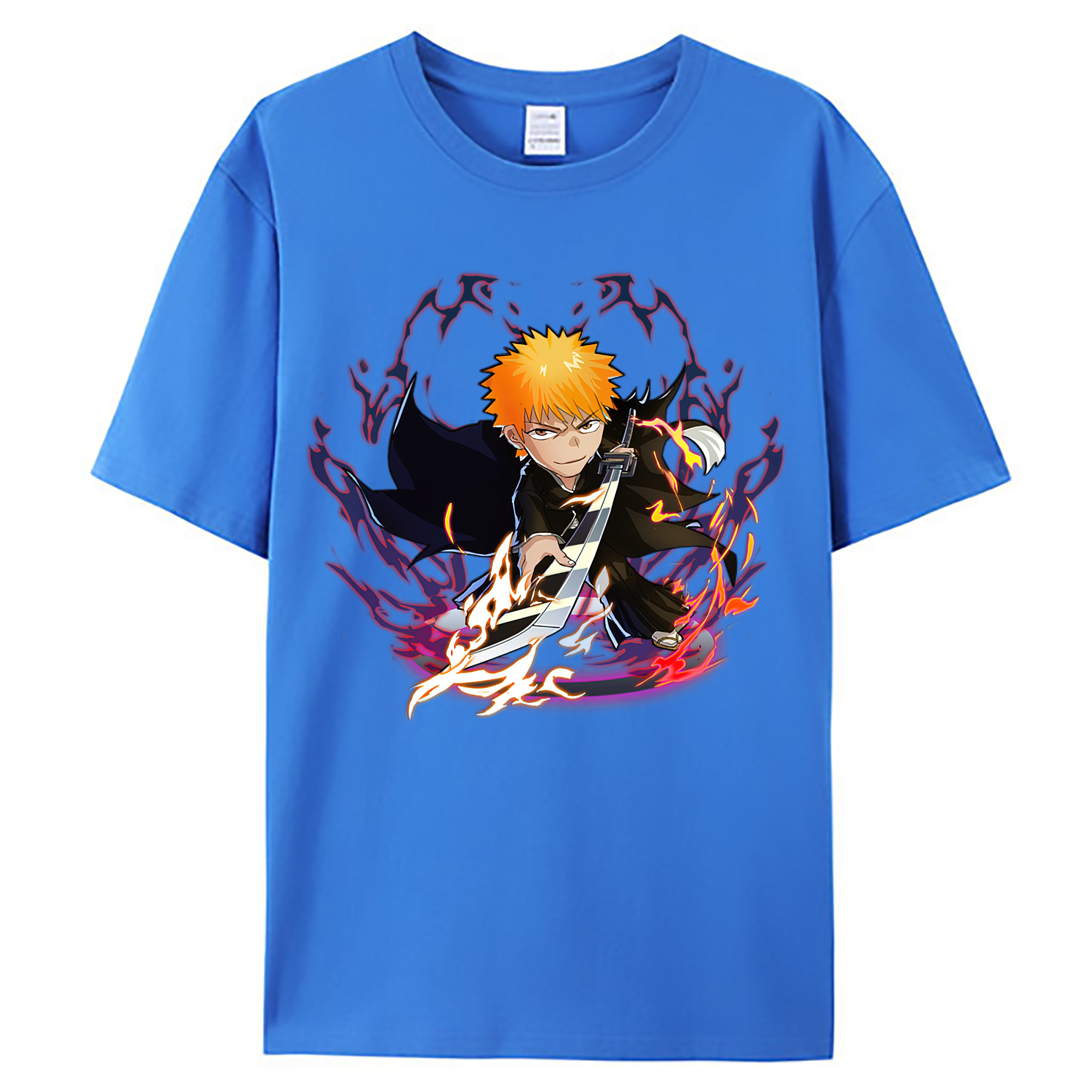 （画像用） ブリーチ 黒崎一護（くろさき いちご）BLEACH Kurosaki Ichigo 綿100％ メンズ半袖Tシャツ｜肌触りやわらか＆通気性