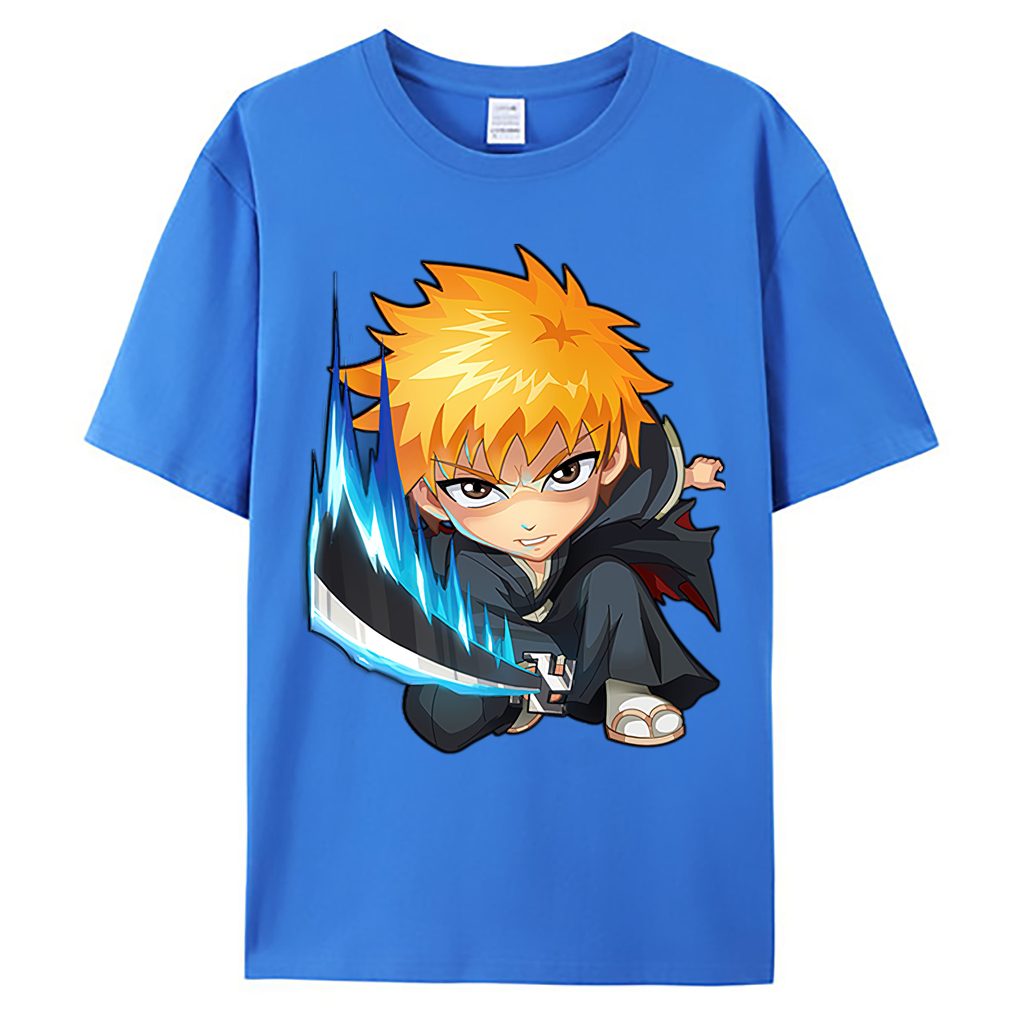 （画像用） ブリーチ 黒崎一護（くろさき いちご）BLEACH Kurosaki Ichigo 綿100％ メンズ半袖Tシャツ｜肌触りやわらか＆通気性