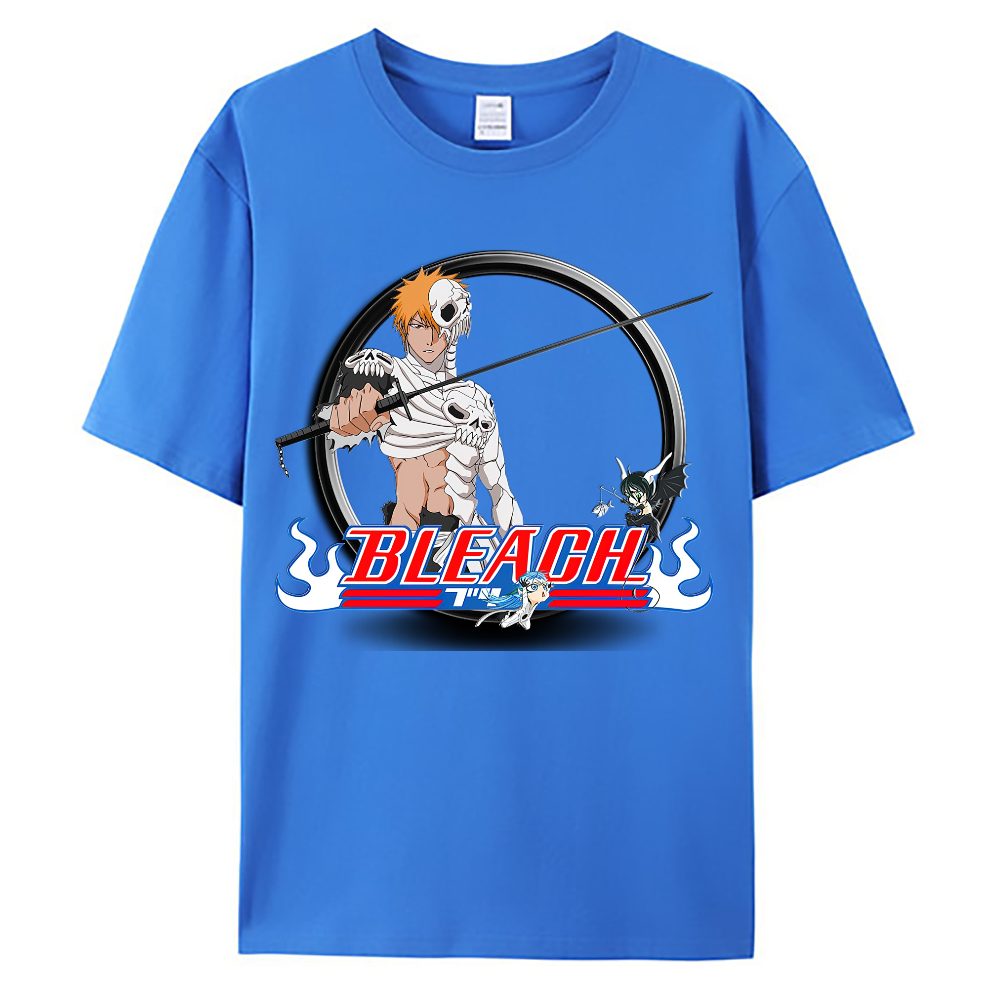 （画像用） ブリーチ 黒崎一護（くろさき いちご）BLEACH Kurosaki Ichigo 綿100％ メンズ半袖Tシャツ｜肌触りやわらか＆通気性