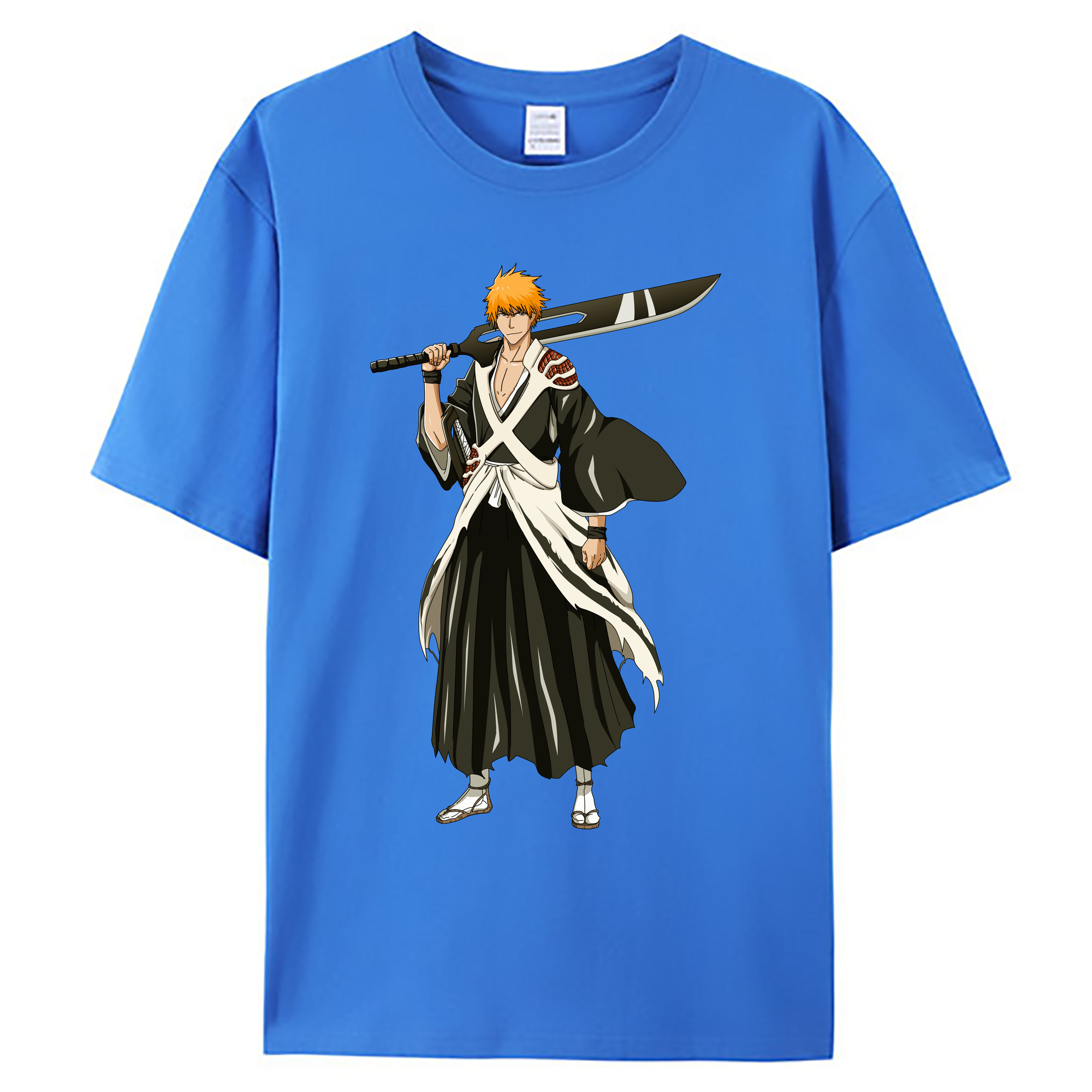 （画像用） ブリーチ 黒崎一護（くろさき いちご）BLEACH Kurosaki Ichigo 綿100％ メンズ半袖Tシャツ｜肌触りやわらか＆通気性