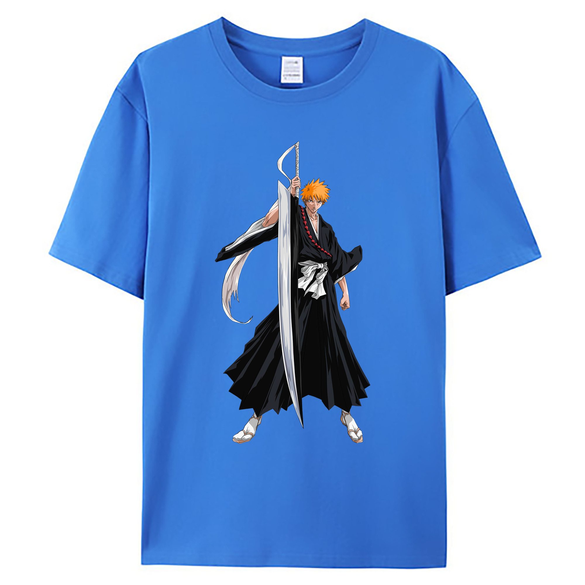 （画像用） ブリーチ 黒崎一護（くろさき いちご）BLEACH Kurosaki Ichigo 綿100％ メンズ半袖Tシャツ｜肌触りやわらか＆通気性