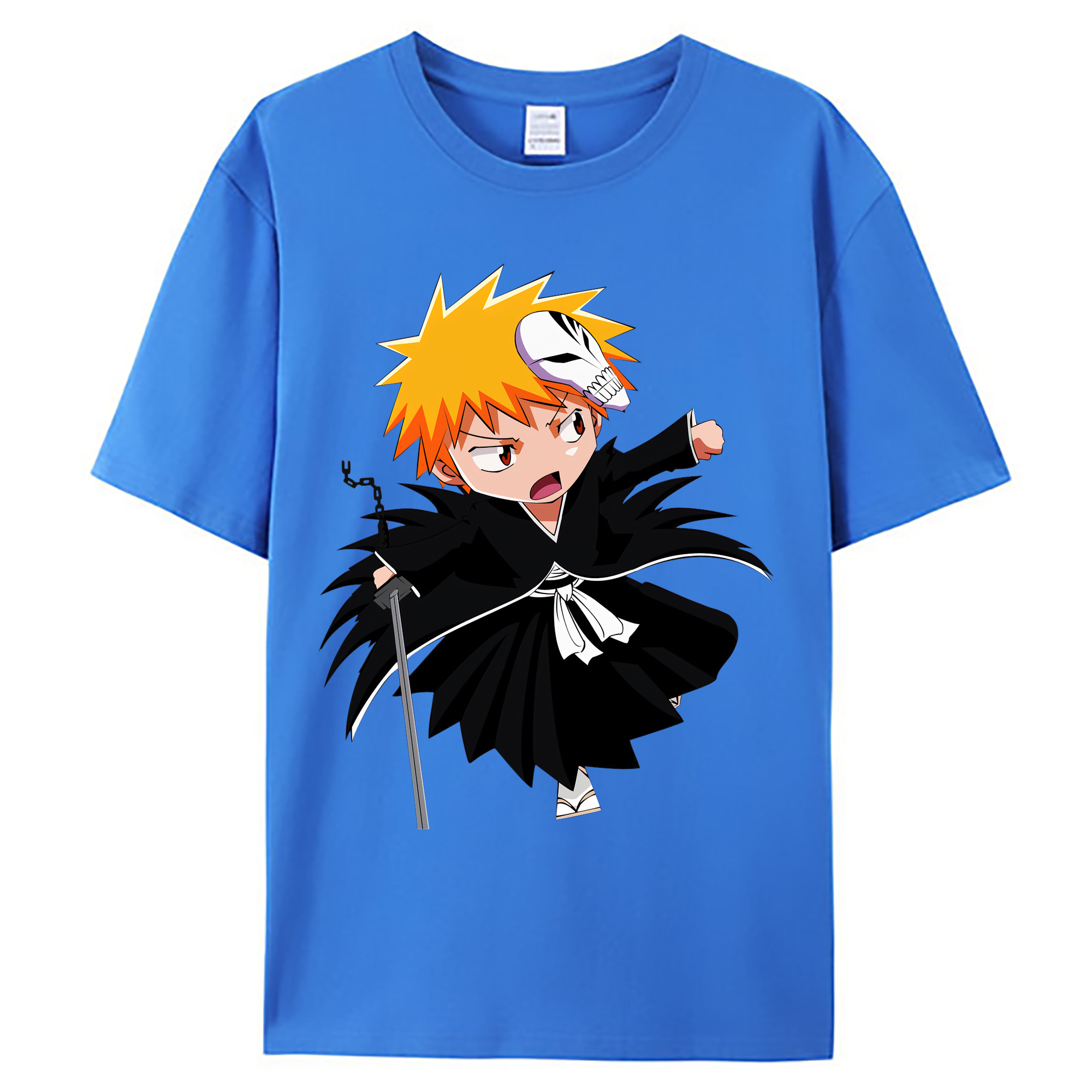 （画像用） ブリーチ 黒崎一護（くろさき いちご）BLEACH Kurosaki Ichigo 綿100％ メンズ半袖Tシャツ｜肌触りやわらか＆通気性