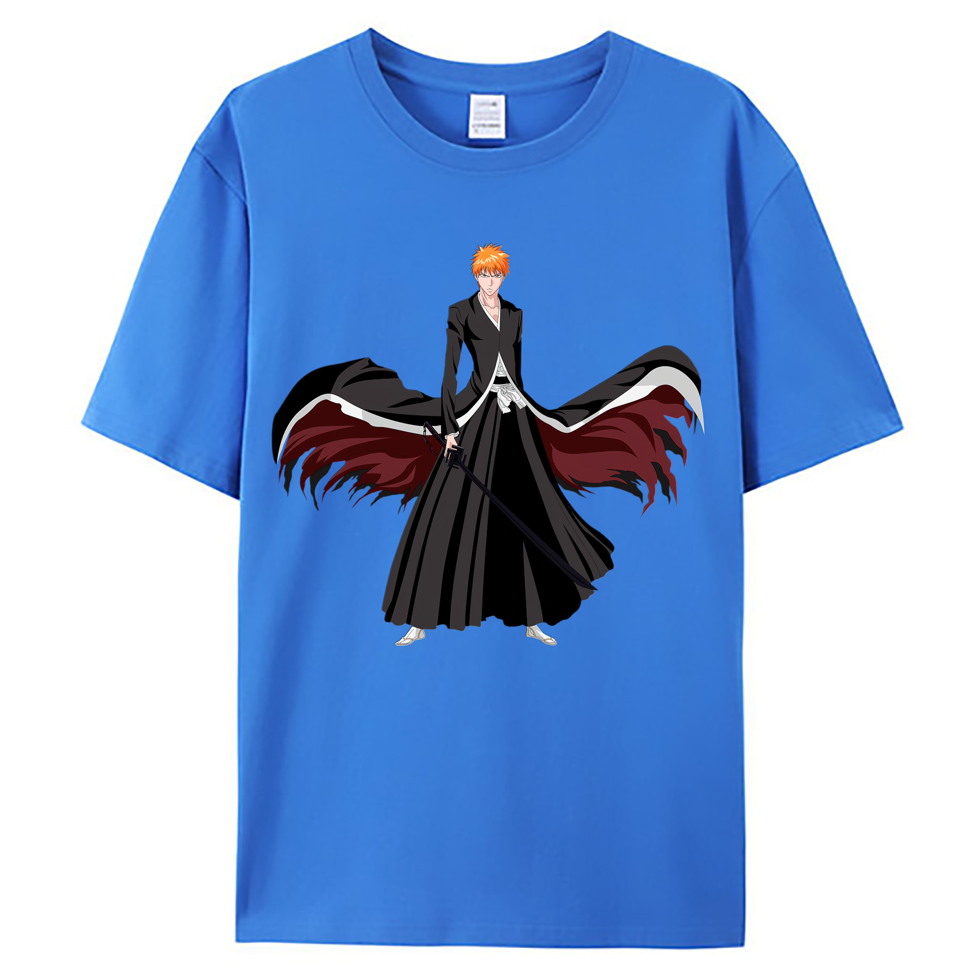 （画像用） ブリーチ 黒崎一護（くろさき いちご）BLEACH Kurosaki Ichigo 綿100％ メンズ半袖Tシャツ｜肌触りやわらか＆通気性