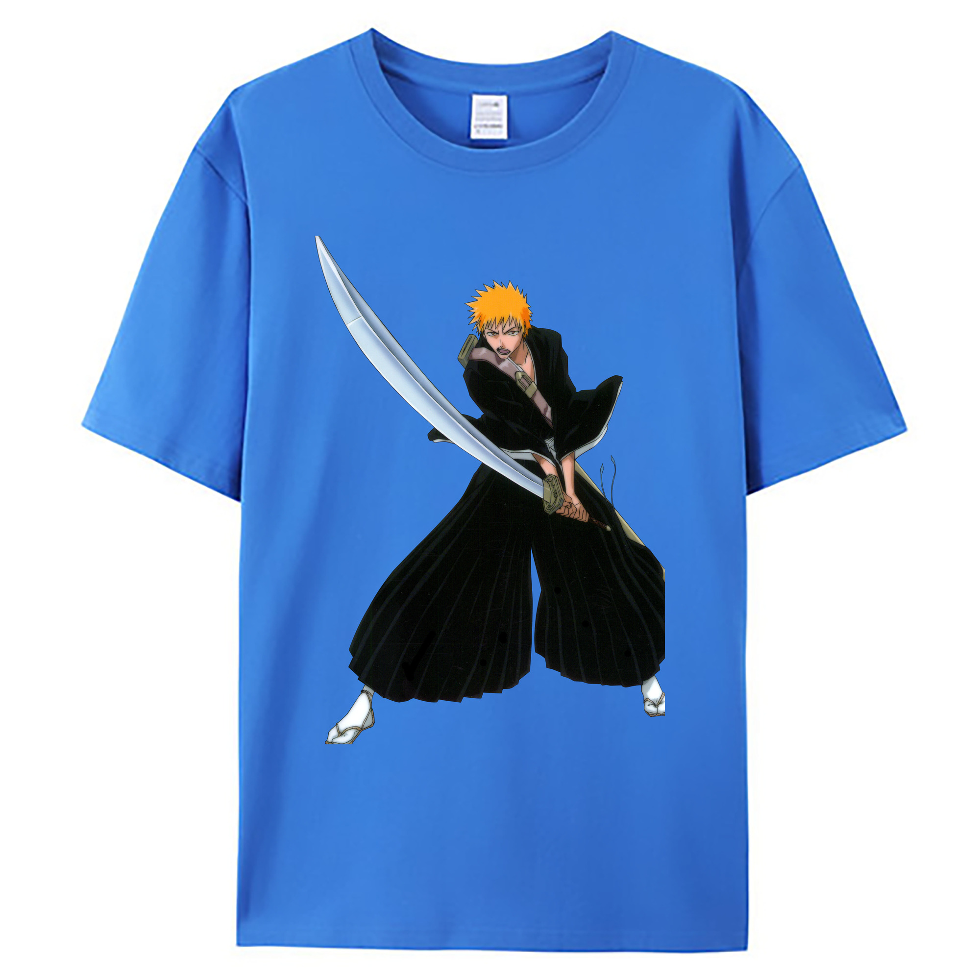 （画像用） ブリーチ 黒崎一護（くろさき いちご）BLEACH Kurosaki Ichigo 綿100％ メンズ半袖Tシャツ｜肌触りやわらか＆通気性