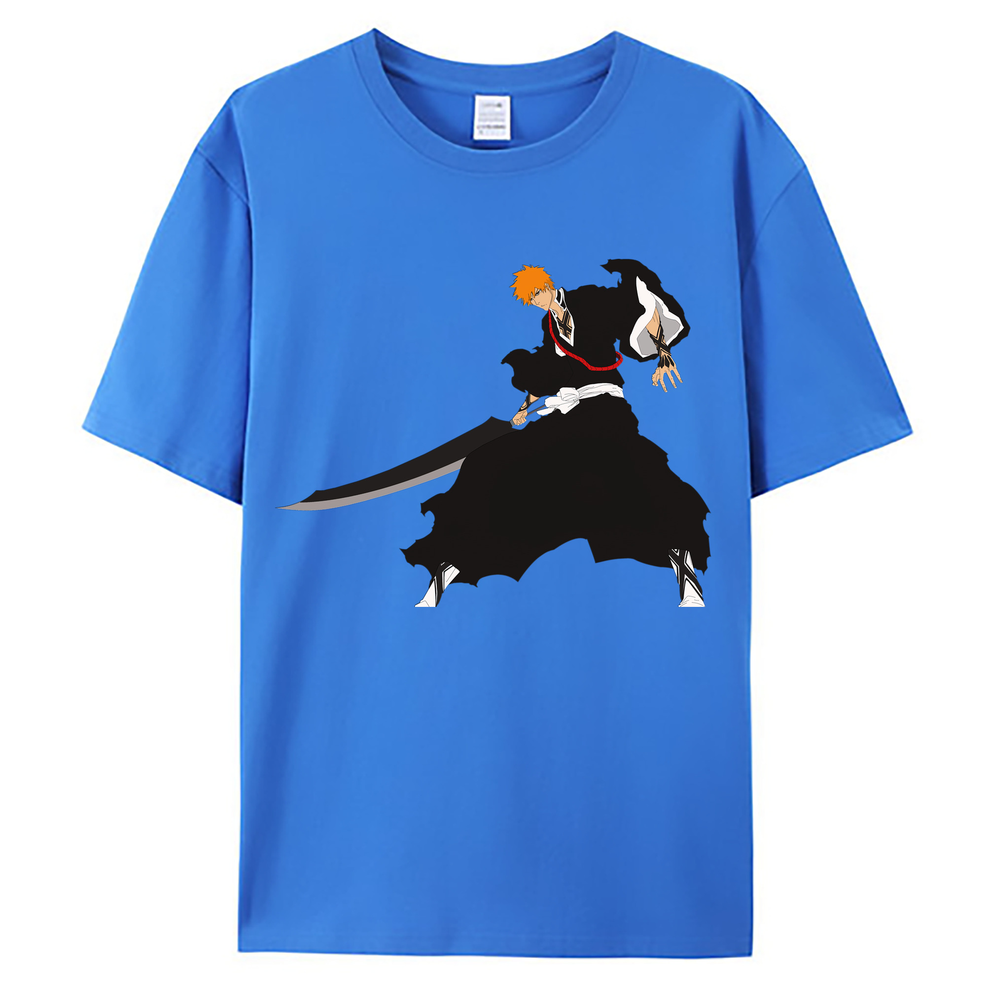 （画像用） ブリーチ 黒崎一護（くろさき いちご）BLEACH Kurosaki Ichigo 綿100％ メンズ半袖Tシャツ｜肌触りやわらか＆通気性