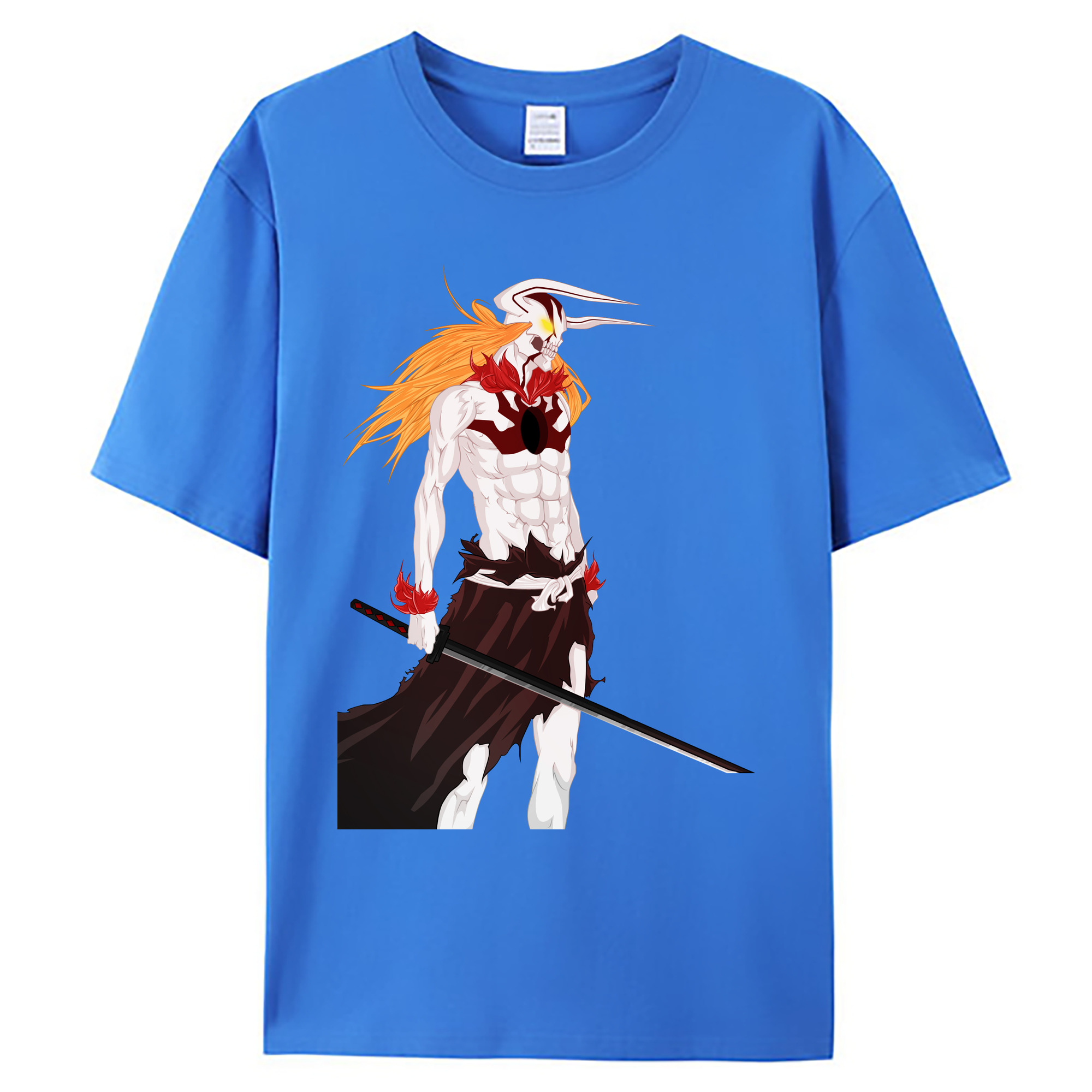 （画像用） ブリーチ 黒崎一護（くろさき いちご）BLEACH Kurosaki Ichigo 綿100％ メンズ半袖Tシャツ｜肌触りやわらか＆通気性