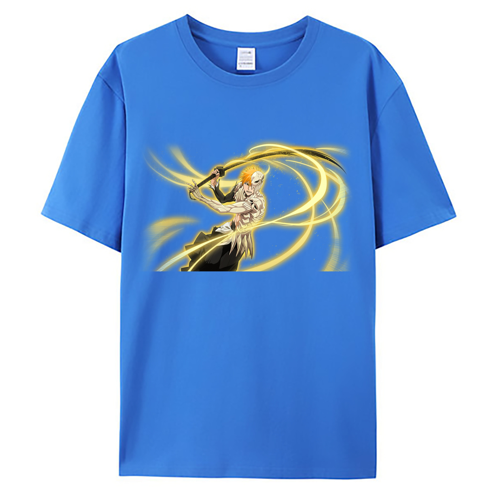 （画像用） ブリーチ 黒崎一護（くろさき いちご）BLEACH Kurosaki Ichigo 綿100％ メンズ半袖Tシャツ｜肌触りやわらか＆通気性