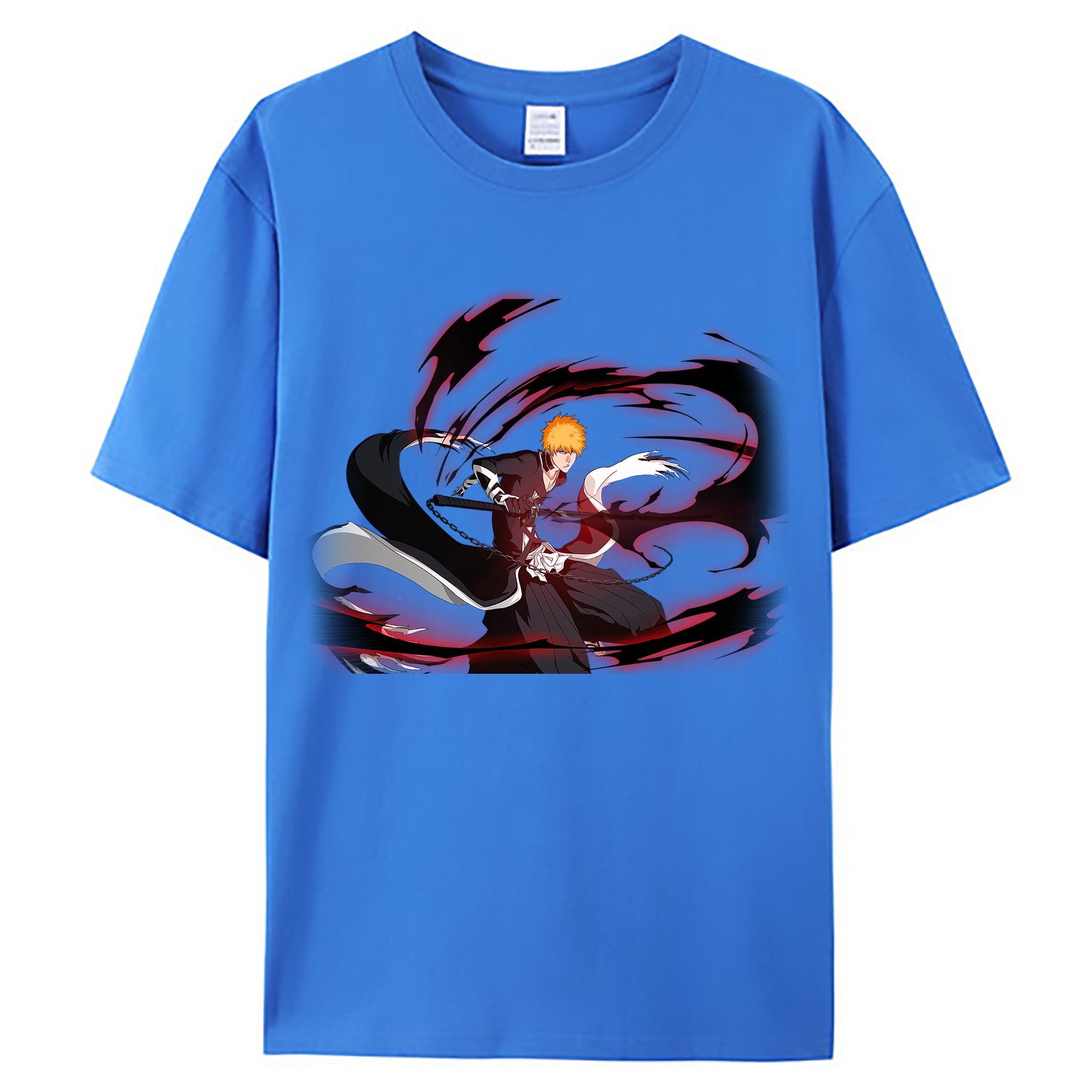 （画像用） ブリーチ 黒崎一護（くろさき いちご）BLEACH Kurosaki Ichigo 綿100％ メンズ半袖Tシャツ｜肌触りやわらか＆通気性