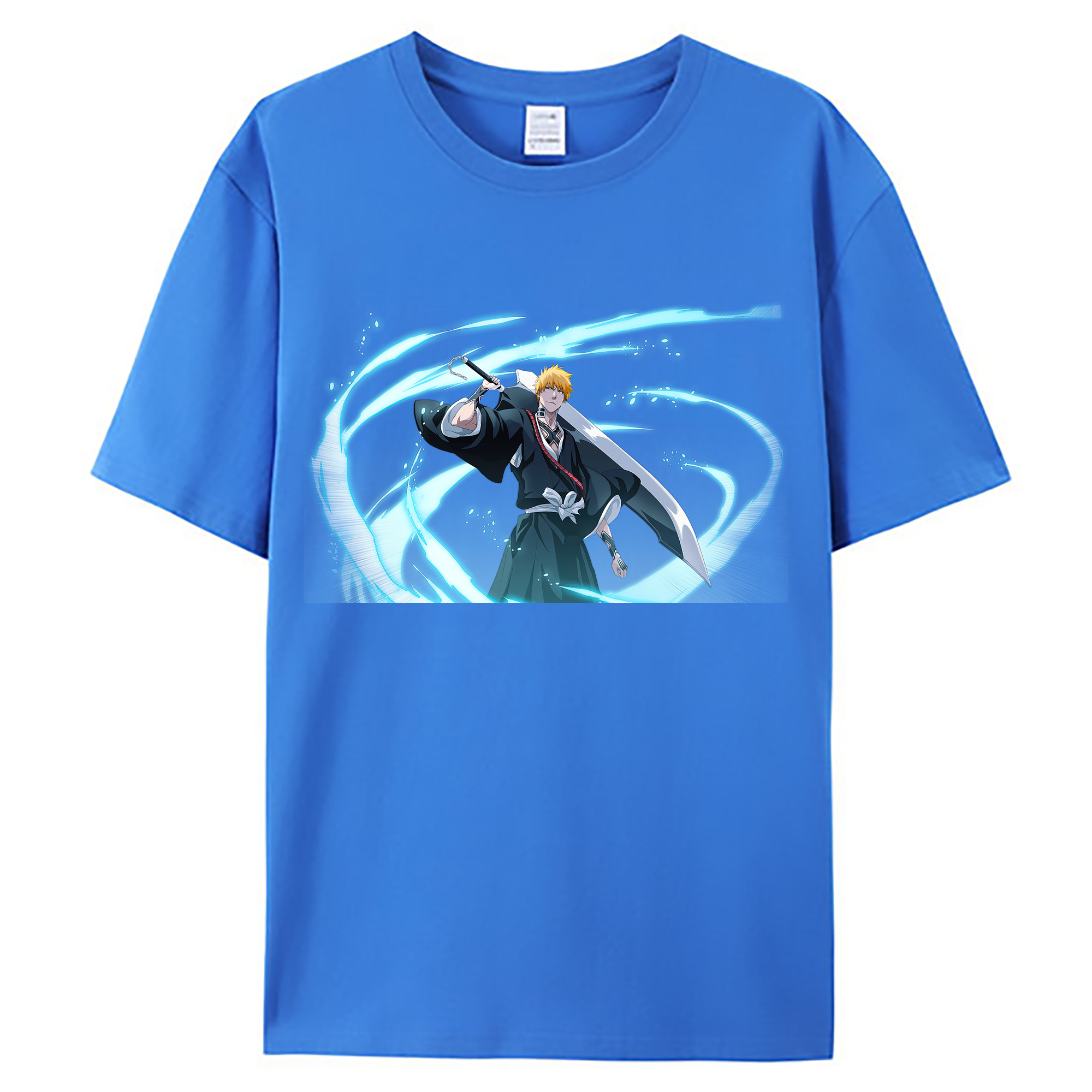 （画像用） ブリーチ 黒崎一護（くろさき いちご）BLEACH Kurosaki Ichigo 綿100％ メンズ半袖Tシャツ｜肌触りやわらか＆通気性