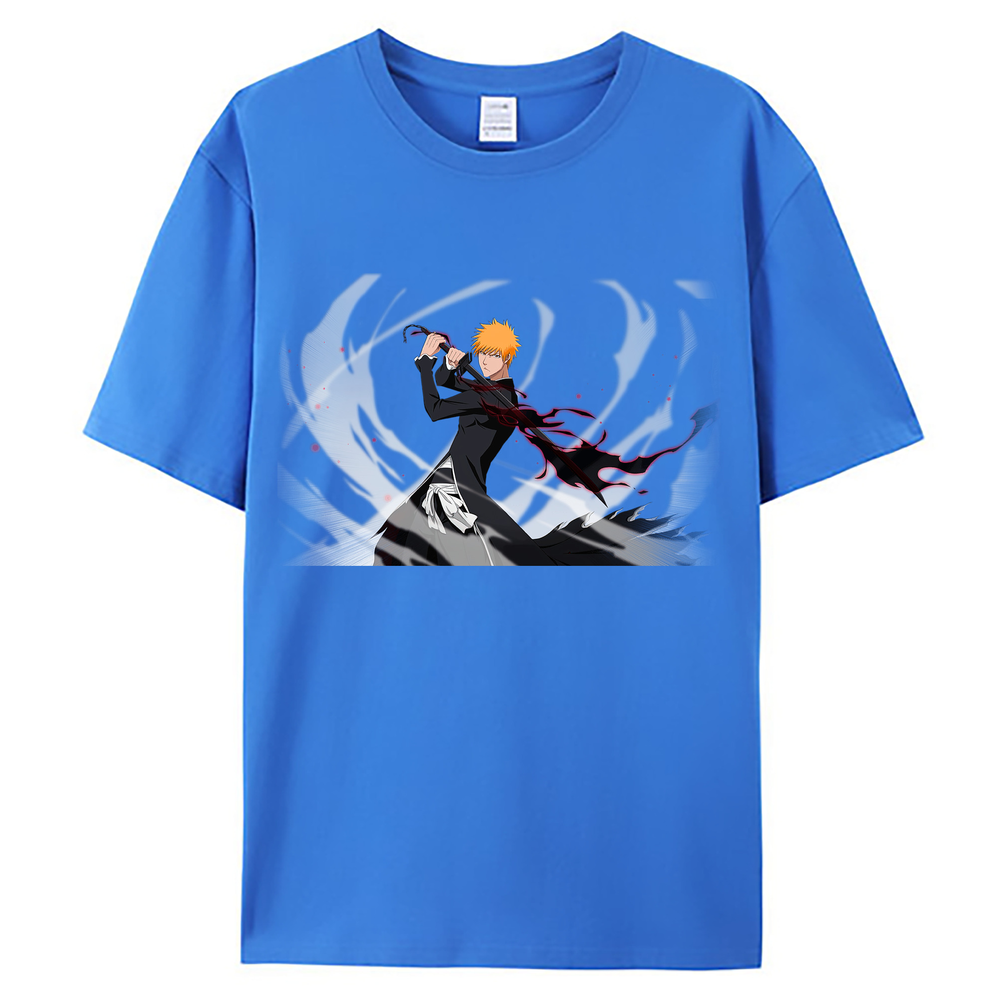 （画像用） ブリーチ 黒崎一護（くろさき いちご）BLEACH Kurosaki Ichigo 綿100％ メンズ半袖Tシャツ｜肌触りやわらか＆通気性