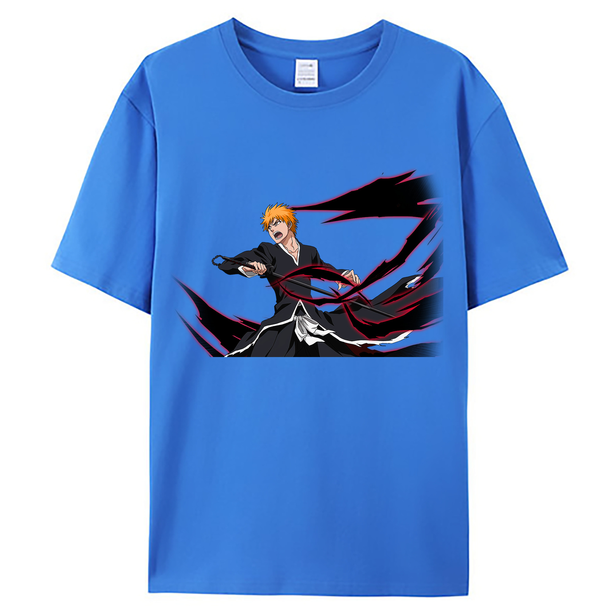（画像用） ブリーチ 黒崎一護（くろさき いちご）BLEACH Kurosaki Ichigo 綿100％ メンズ半袖Tシャツ｜肌触りやわらか＆通気性