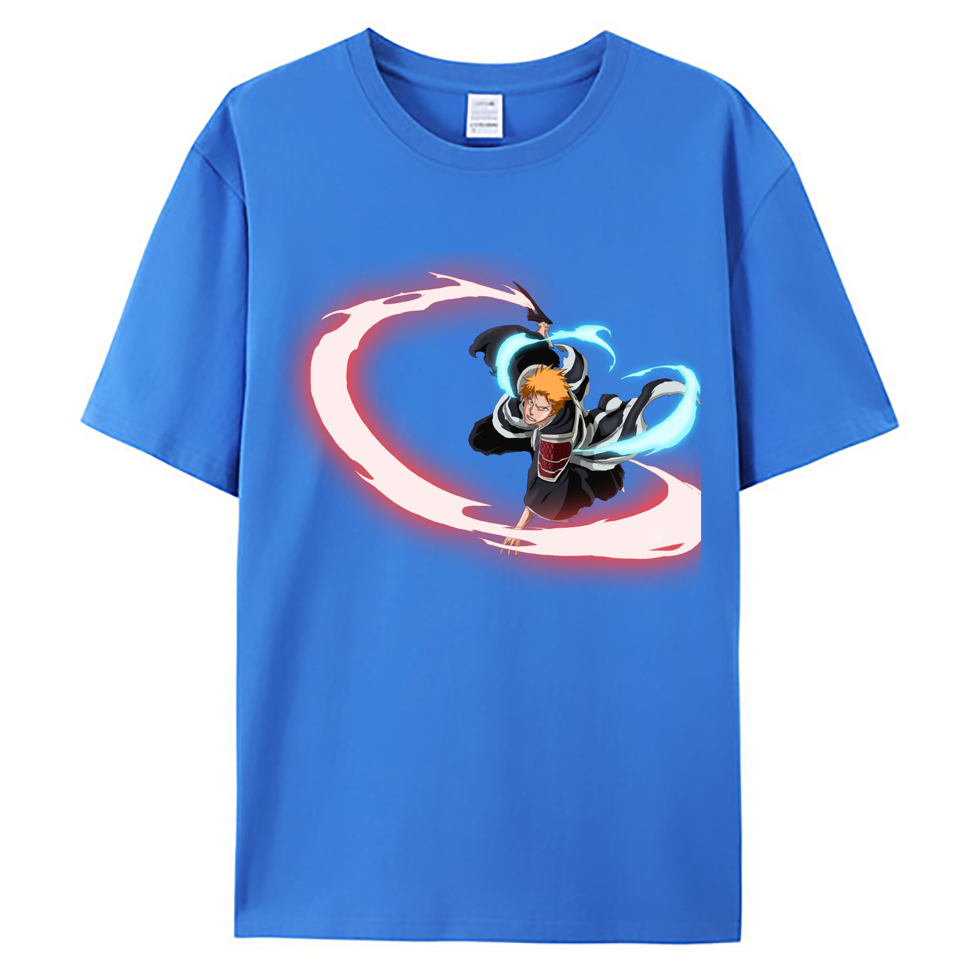 （画像用） ブリーチ 黒崎一護（くろさき いちご）BLEACH Kurosaki Ichigo 綿100％ メンズ半袖Tシャツ｜肌触りやわらか＆通気性