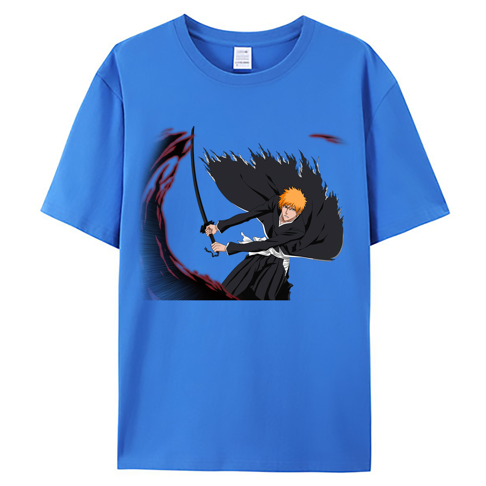 （画像用） ブリーチ 黒崎一護（くろさき いちご）BLEACH Kurosaki Ichigo 綿100％ メンズ半袖Tシャツ｜肌触りやわらか＆通気性