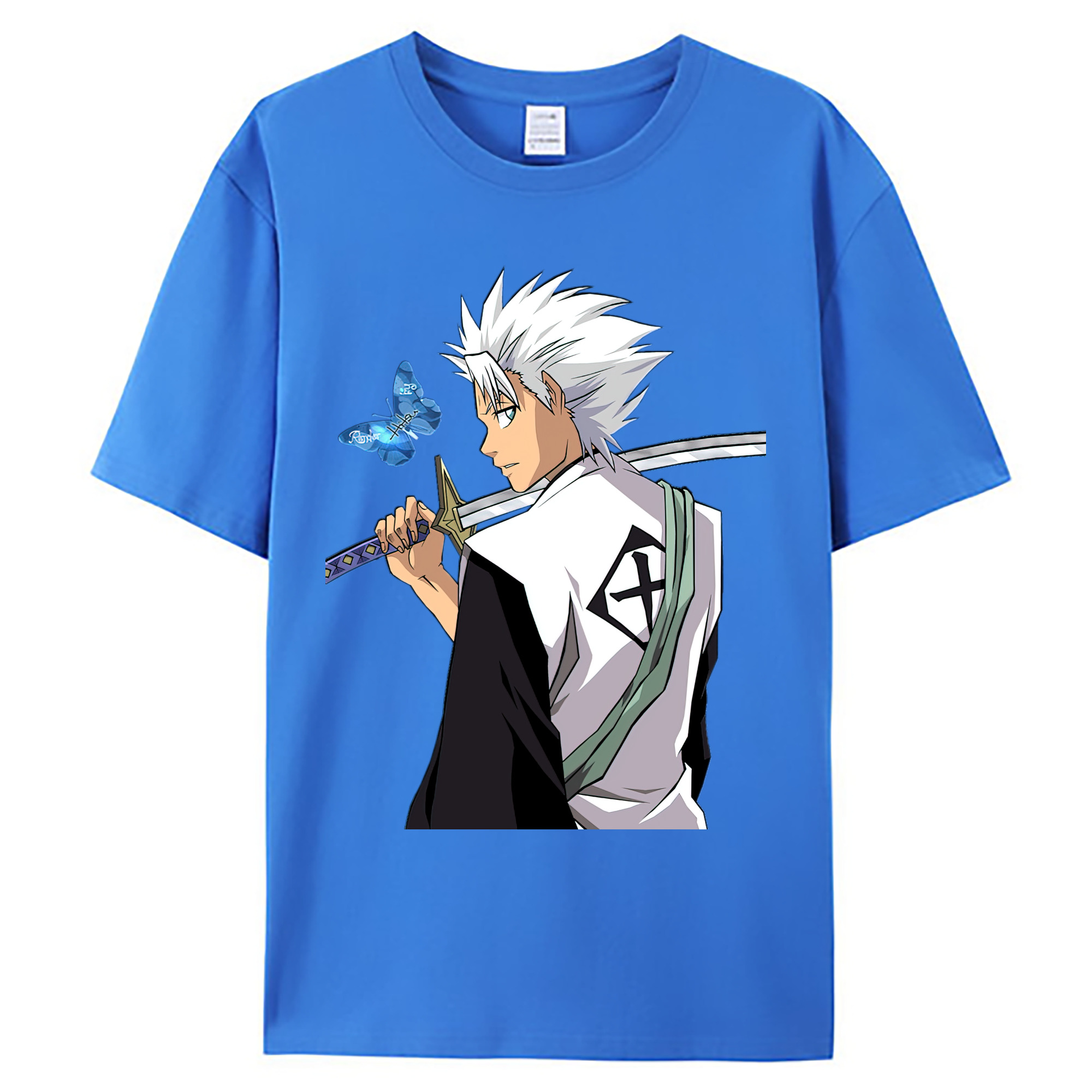 （画像用） ブリーチ 日番谷冬獅郎（ひつがや とうしろう） BLEACH Hitsugaya Toushirou 綿100％ メンズ半袖Tシャツ｜肌触りやわらか＆通気性