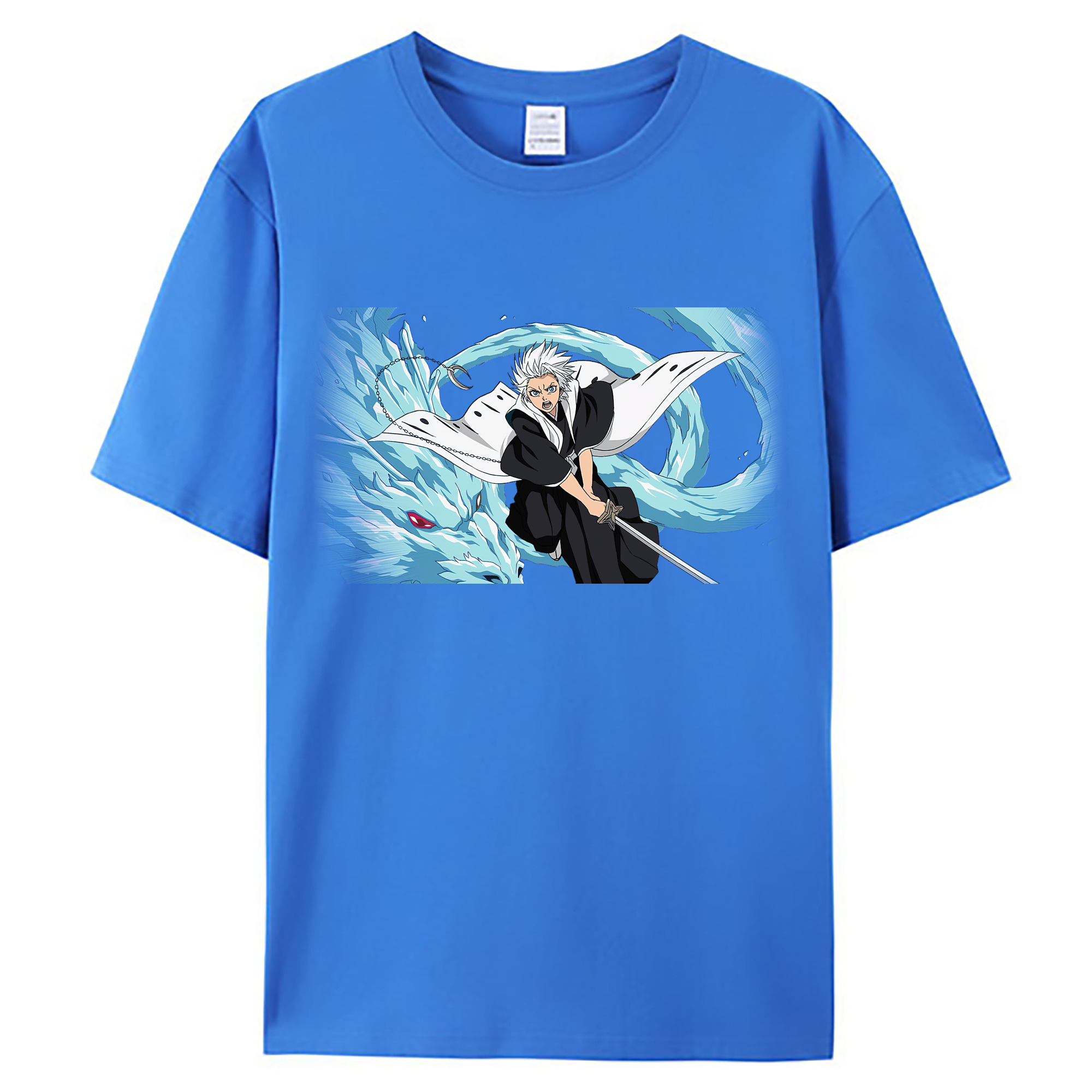 （画像用） ブリーチ 日番谷冬獅郎（ひつがや とうしろう） BLEACH Hitsugaya Toushirou 綿100％ メンズ半袖Tシャツ｜肌触りやわらか＆通気性