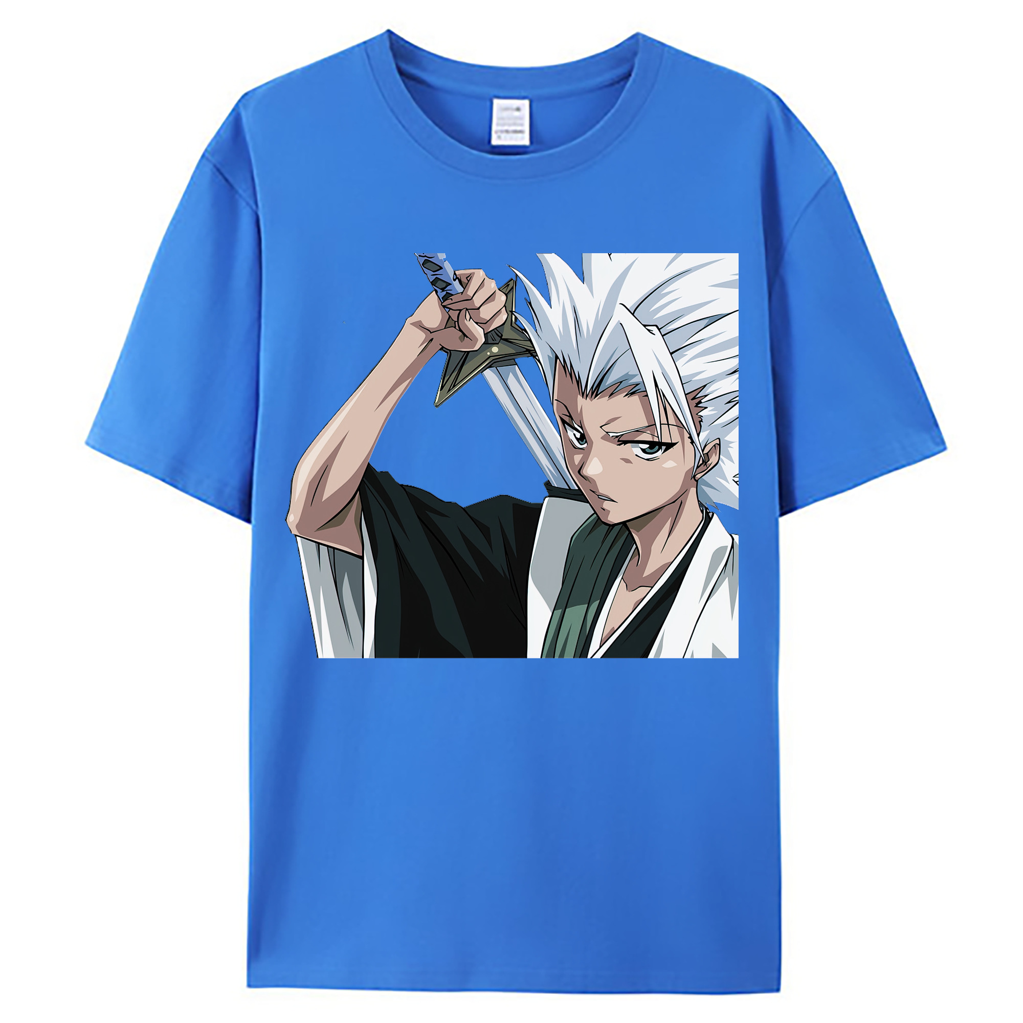 （画像用） ブリーチ 日番谷冬獅郎（ひつがや とうしろう） BLEACH Hitsugaya Toushirou 綿100％ メンズ半袖Tシャツ｜肌触りやわらか＆通気性