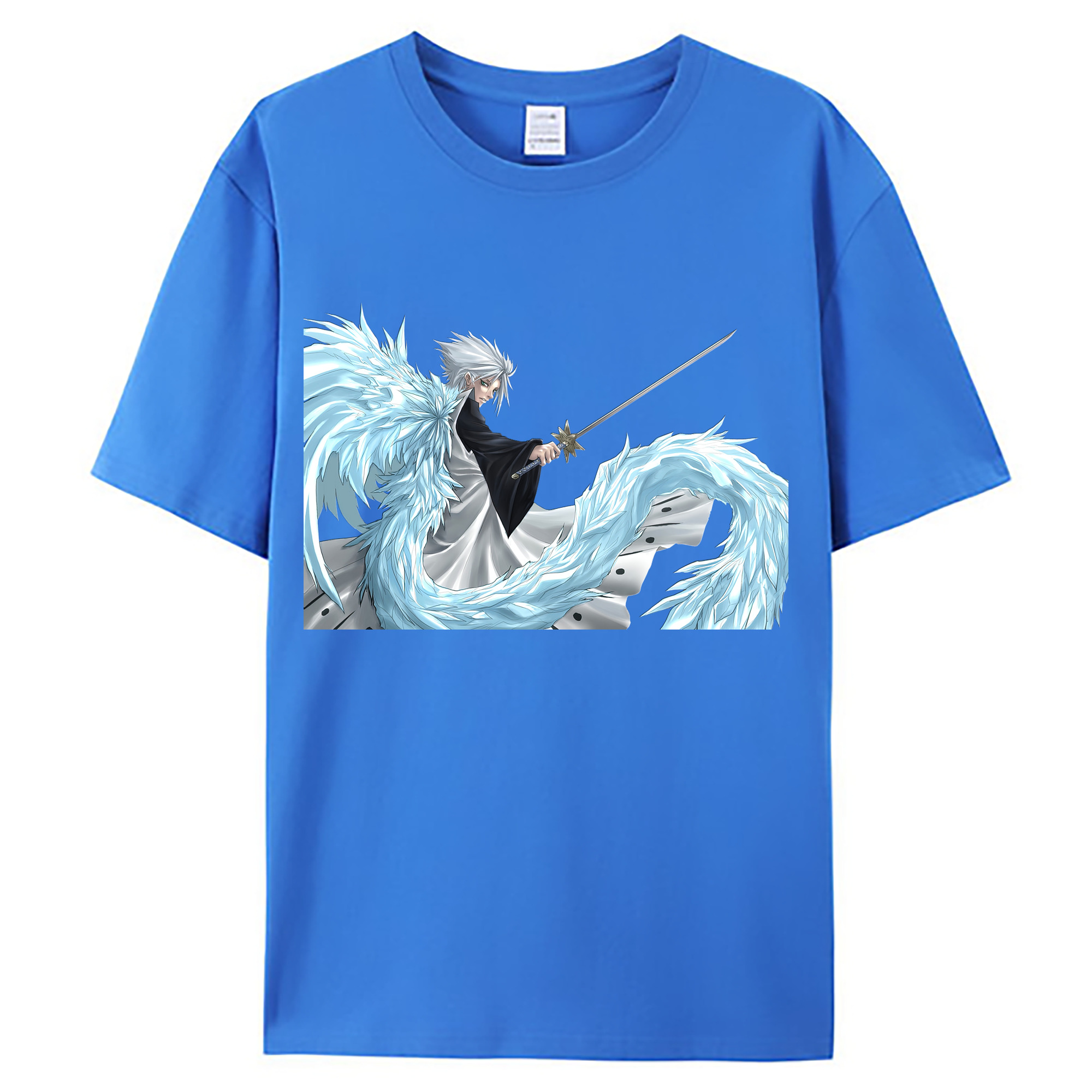 （画像用） ブリーチ 日番谷冬獅郎（ひつがや とうしろう） BLEACH Hitsugaya Toushirou 綿100％ メンズ半袖Tシャツ｜肌触りやわらか＆通気性