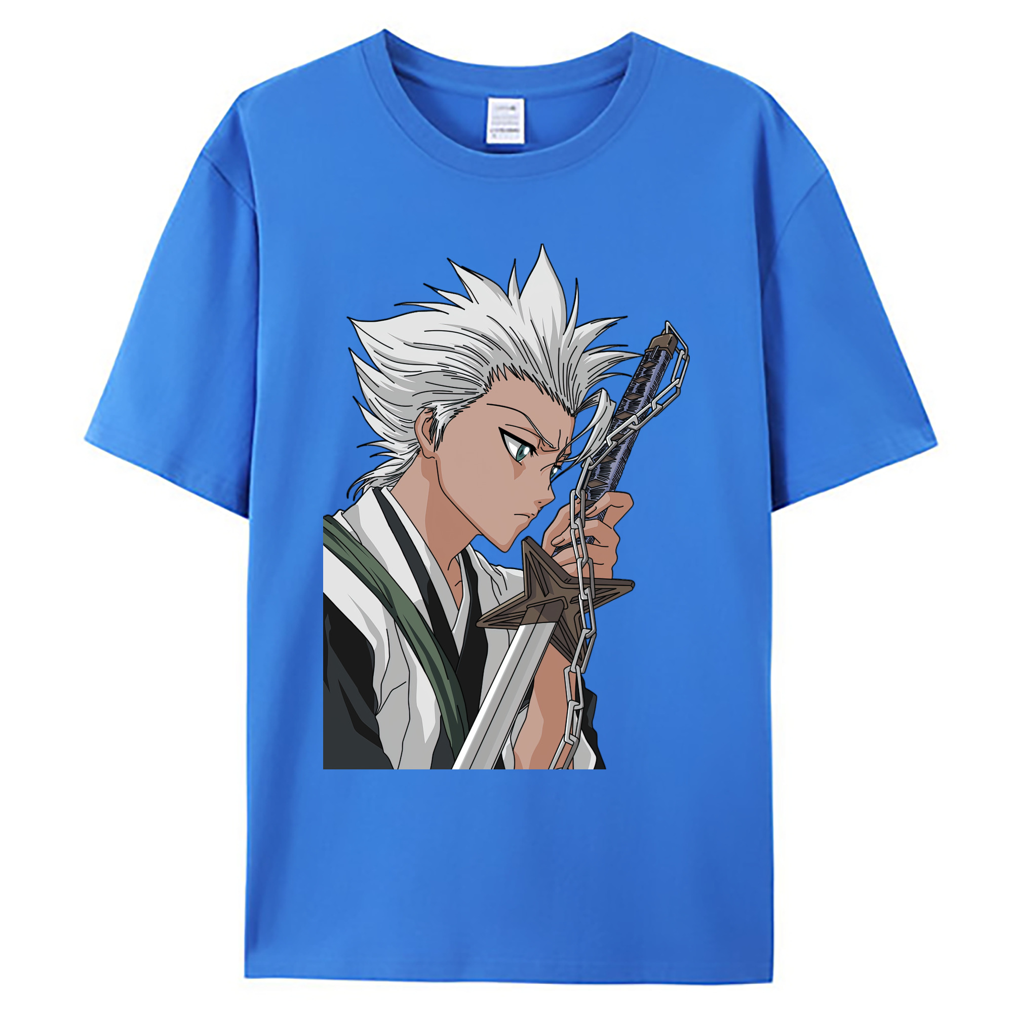 （画像用） ブリーチ 日番谷冬獅郎（ひつがや とうしろう） BLEACH Hitsugaya Toushirou 綿100％ メンズ半袖Tシャツ｜肌触りやわらか＆通気性