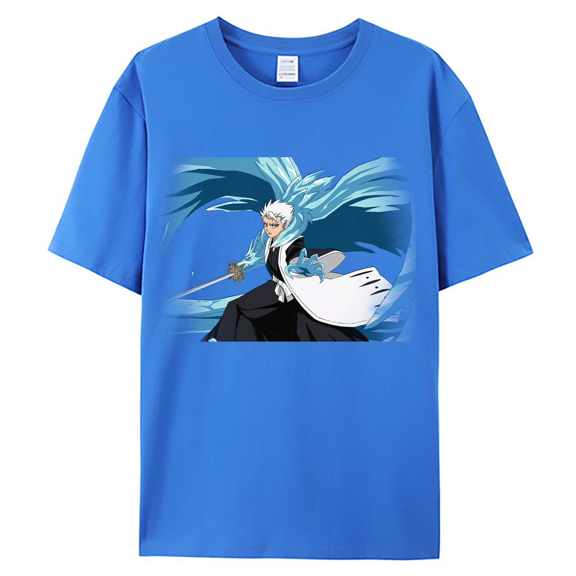 （画像用） ブリーチ 日番谷冬獅郎（ひつがや とうしろう） BLEACH Hitsugaya Toushirou 綿100％ メンズ半袖Tシャツ｜肌触りやわらか＆通気性