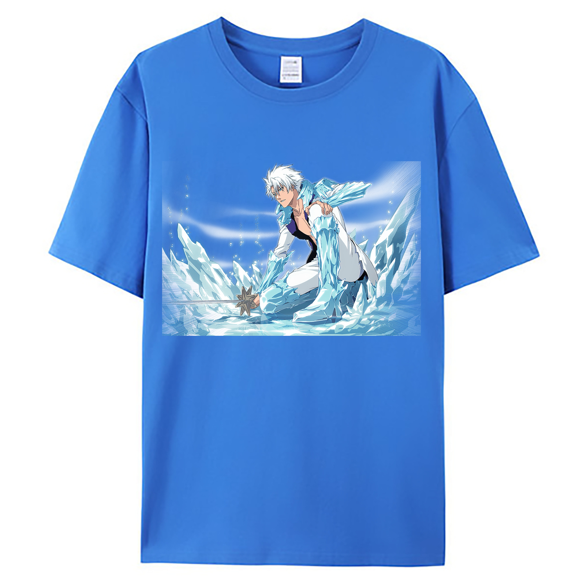 （画像用） ブリーチ 日番谷冬獅郎（ひつがや とうしろう） BLEACH Hitsugaya Toushirou 綿100％ メンズ半袖Tシャツ｜肌触りやわらか＆通気性