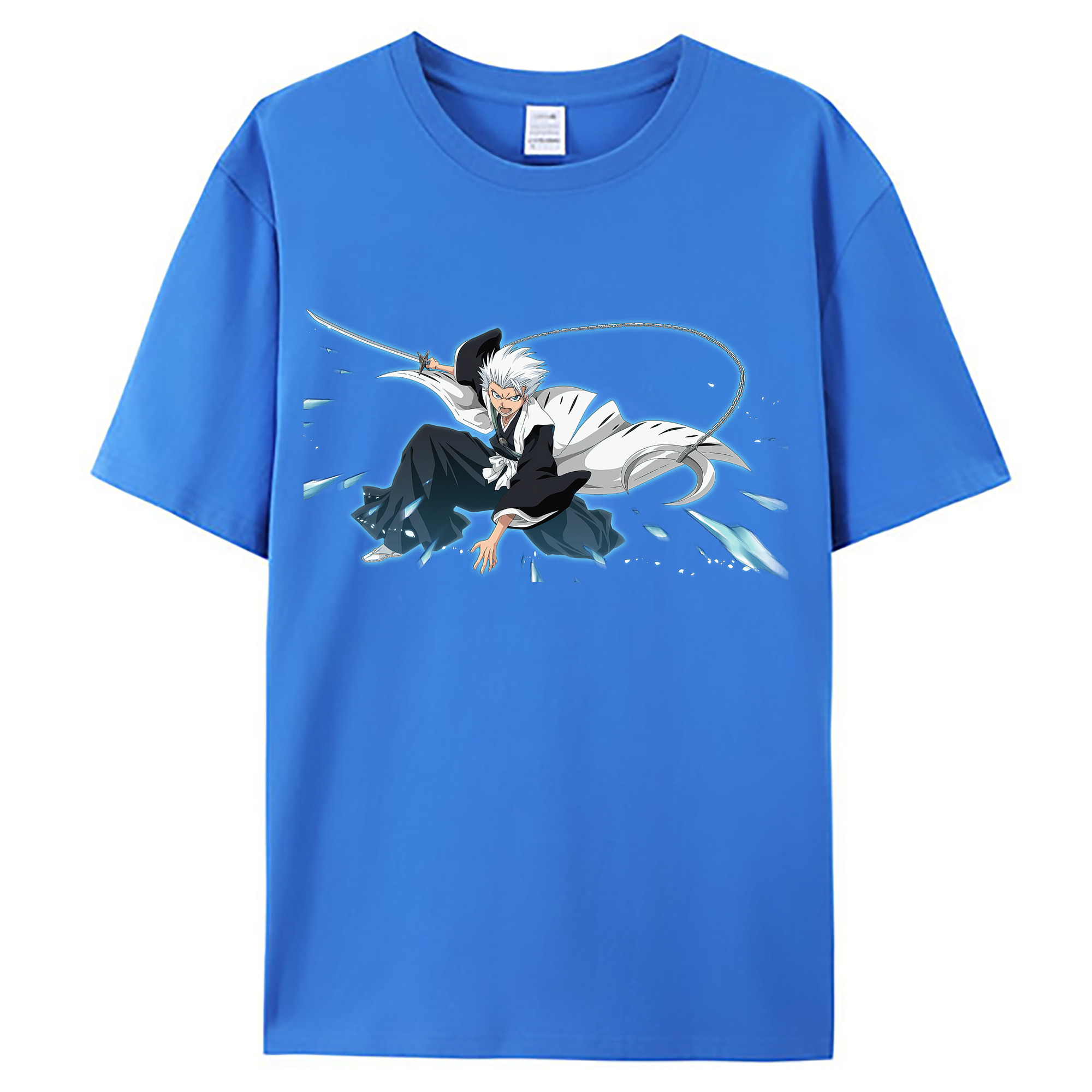 （画像用） ブリーチ 日番谷冬獅郎（ひつがや とうしろう） BLEACH Hitsugaya Toushirou 綿100％ メンズ半袖Tシャツ｜肌触りやわらか＆通気性